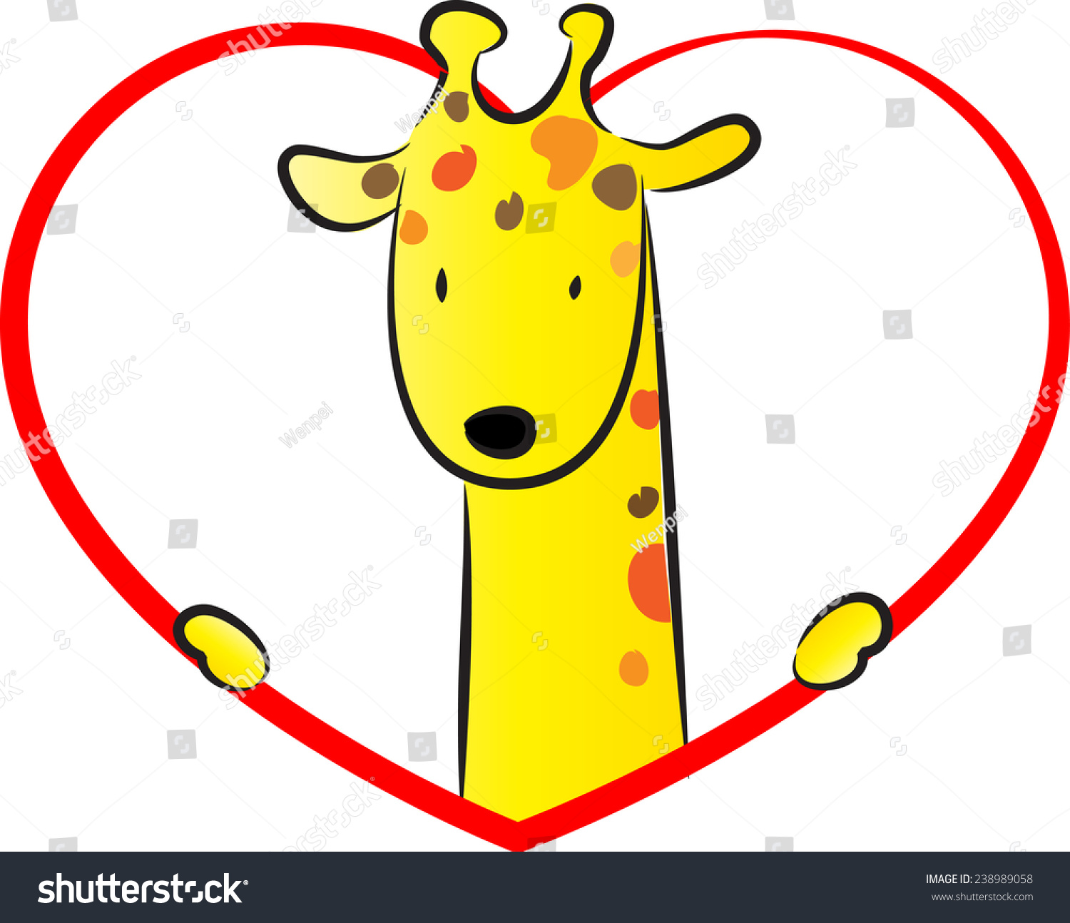 Vector Drawing Giraffe Heart Shape Icon Stock Vector (Royalty Free