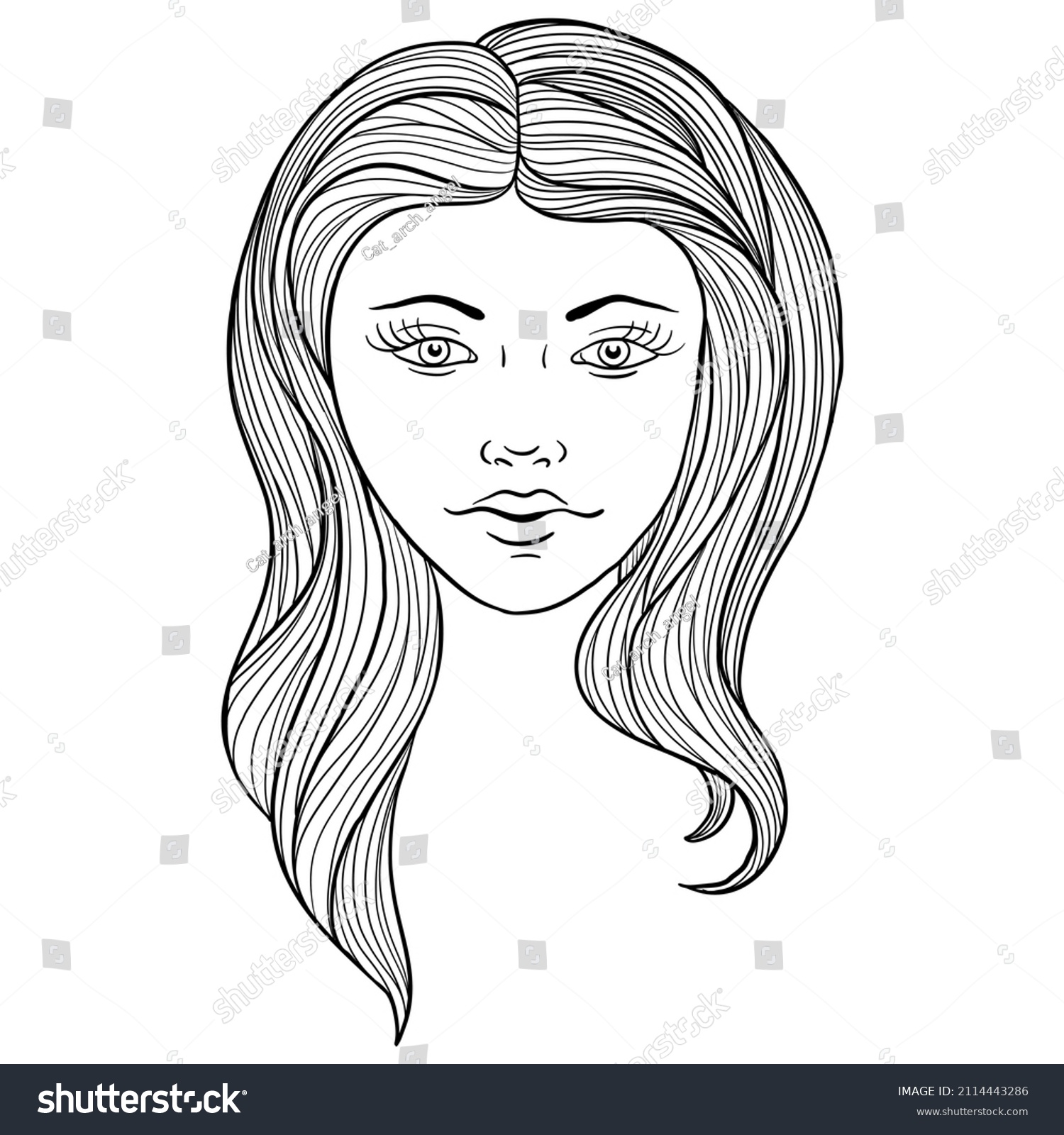 Vector Drawing Girl Loose Hair Hand Stock Vector (Royalty Free ...