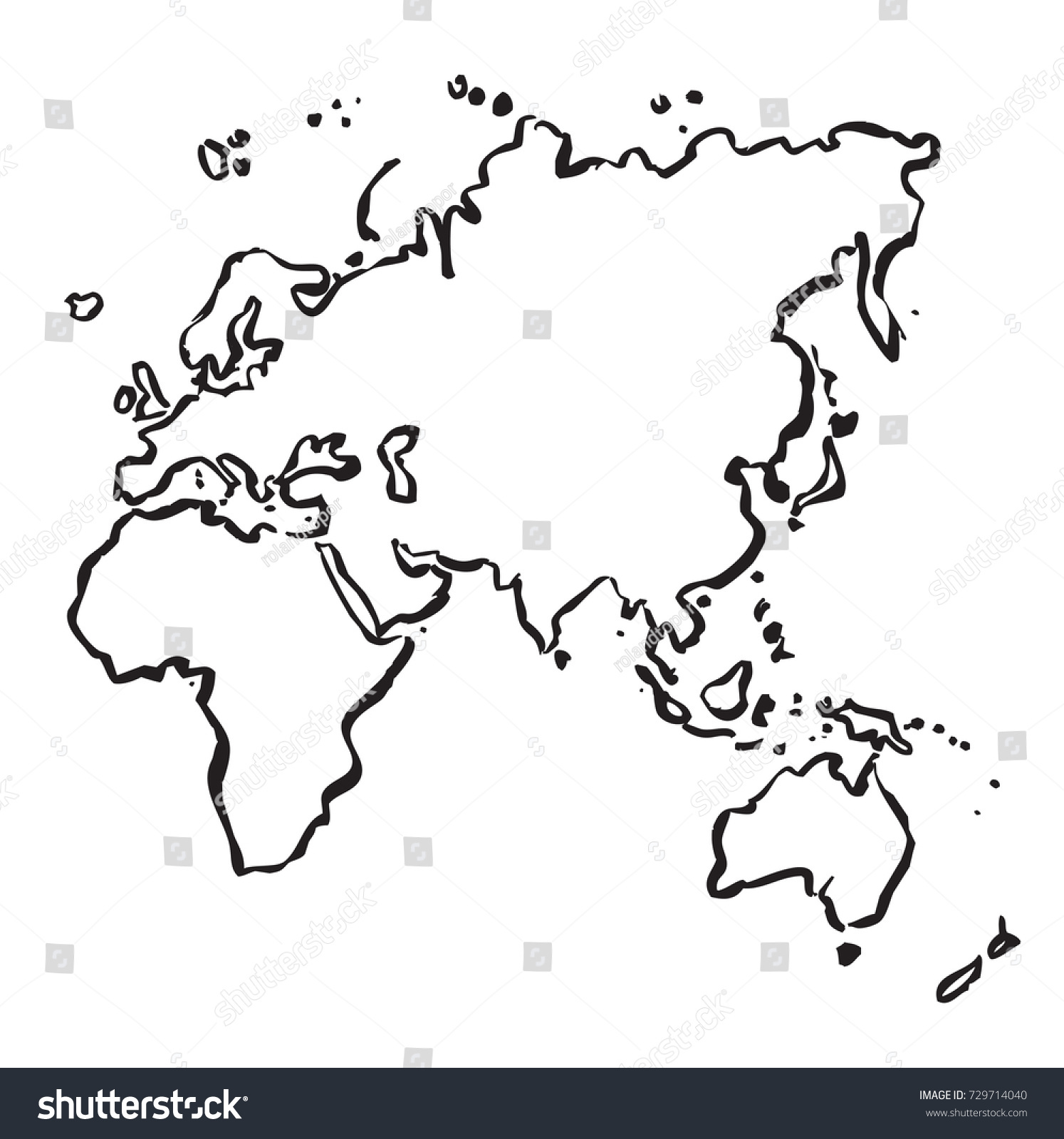 Vector Drawing Map Europe Africa Asia Stock Vector Royalty Free
