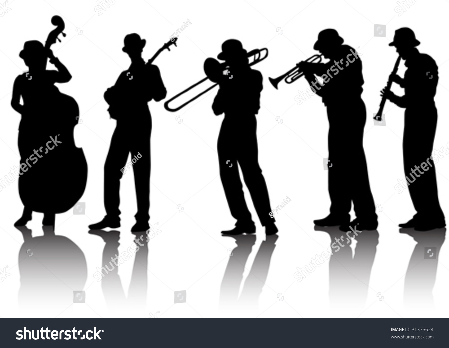 Vector Drawing Musical Group. Silhouettes On A White Background ...