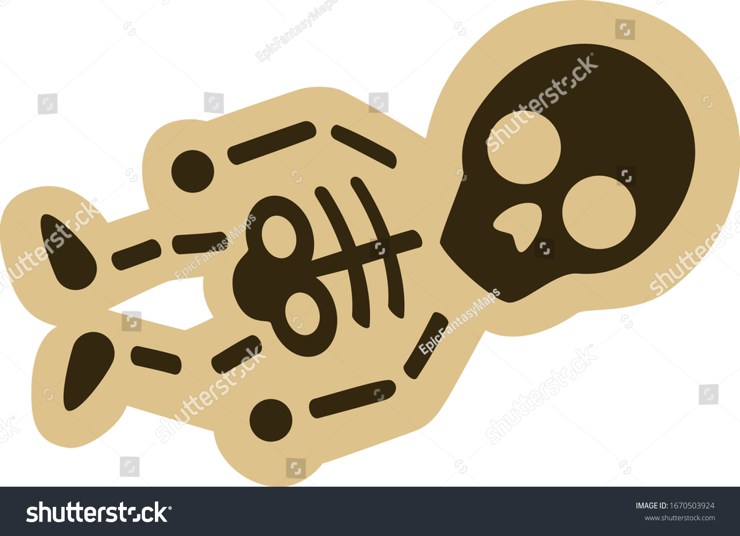 Vector Drawing Cute Skeleton Laying Down Stock Vector (Royalty Free