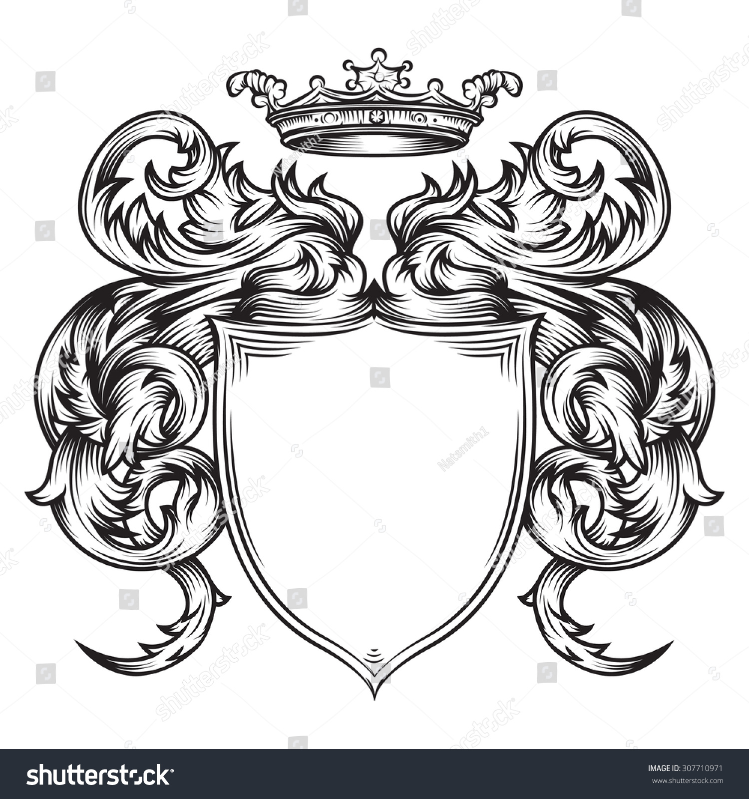 Vector Drawing Heraldic Shield Line Art Stock Vector 307710971 ...