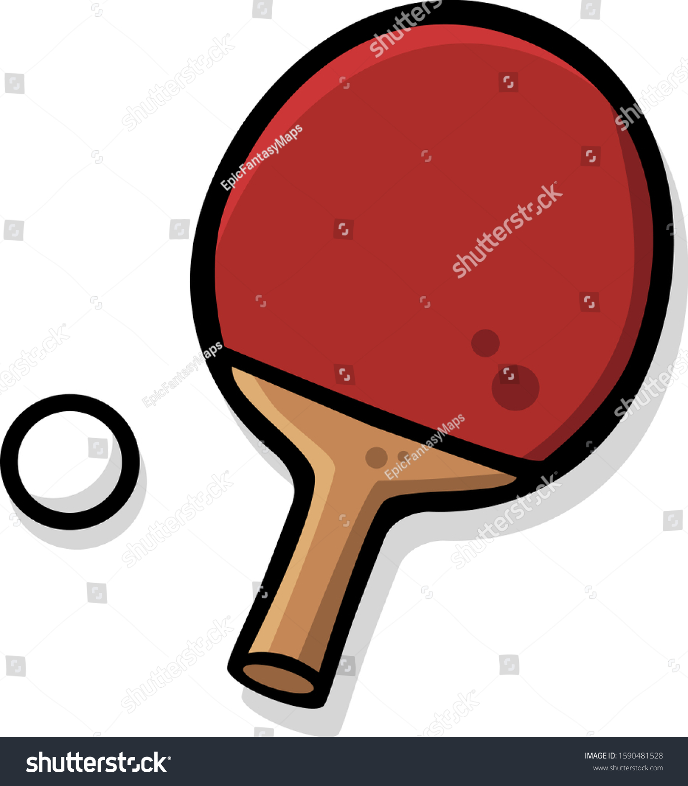 Vector Drawing Ping Pong Racket Ball Stock Vector (Royalty Free) 1590481528