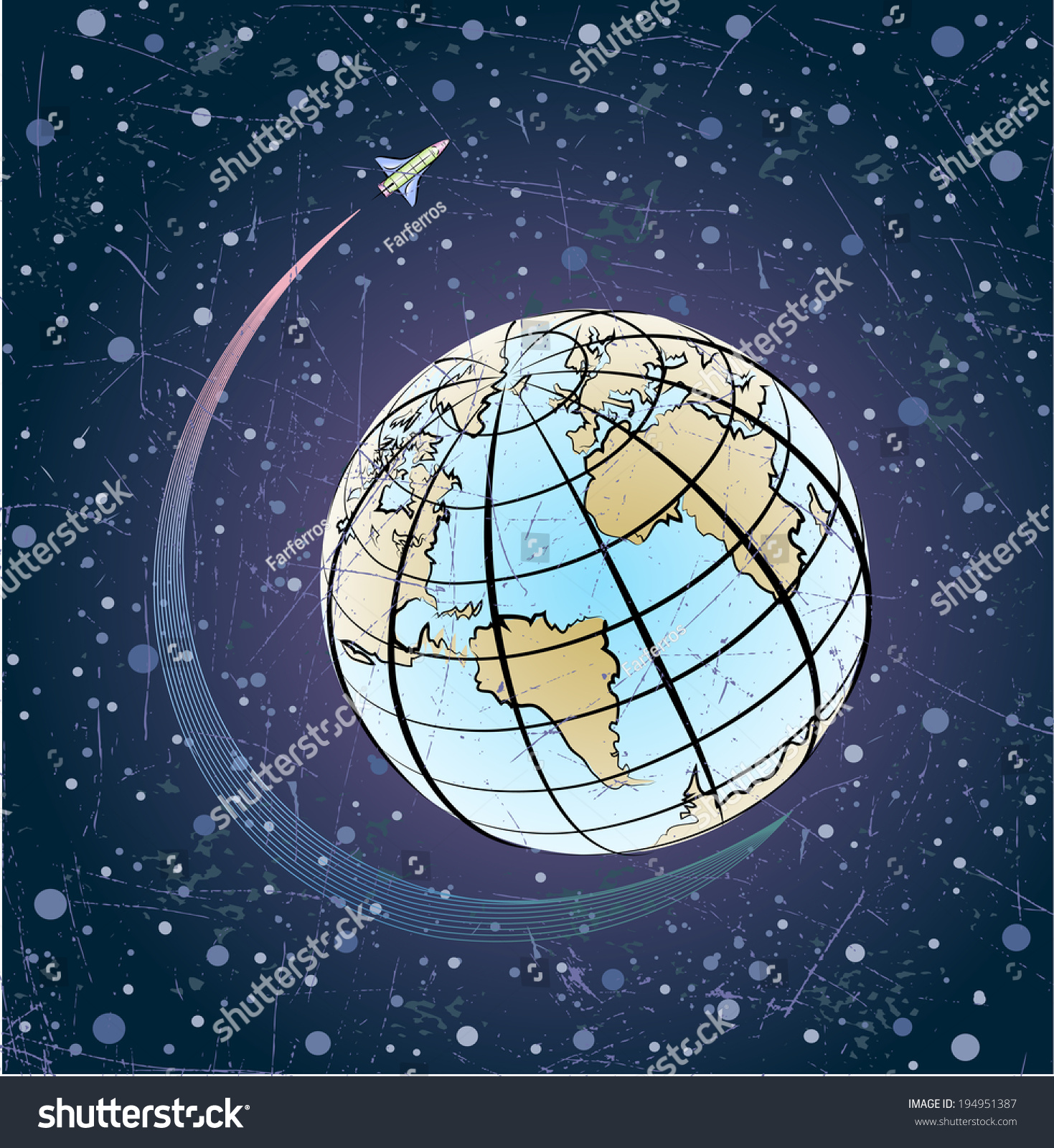Vector Drawing Planet Earth Space Stock Vector Royalty Free