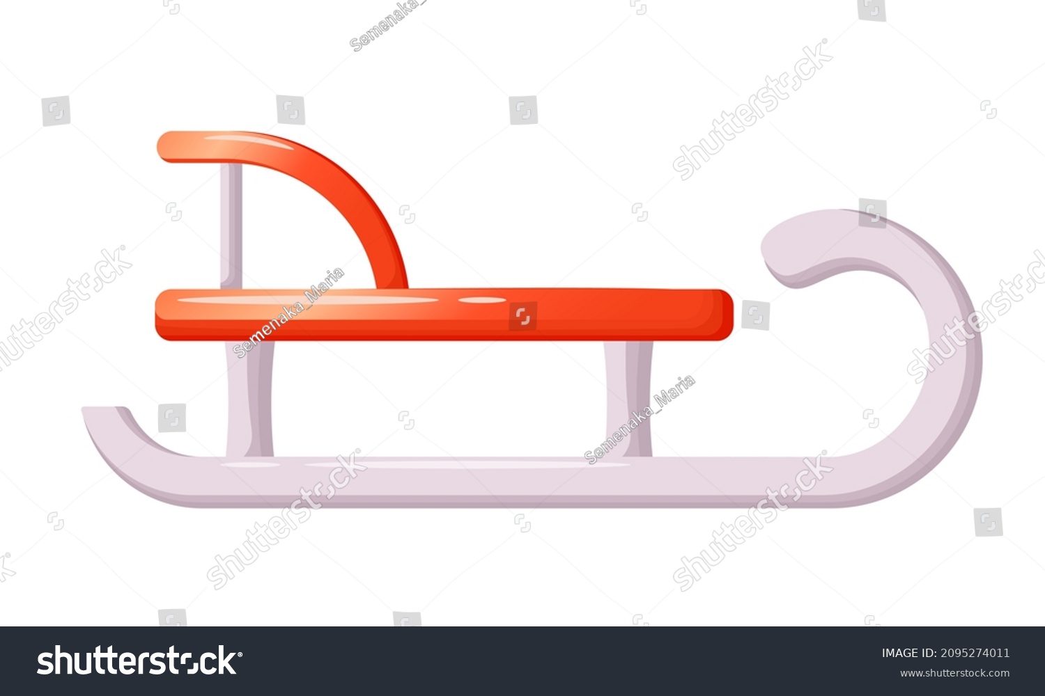 Vector Drawing Sled Flat Style Isolated Stock Vector (Royalty Free