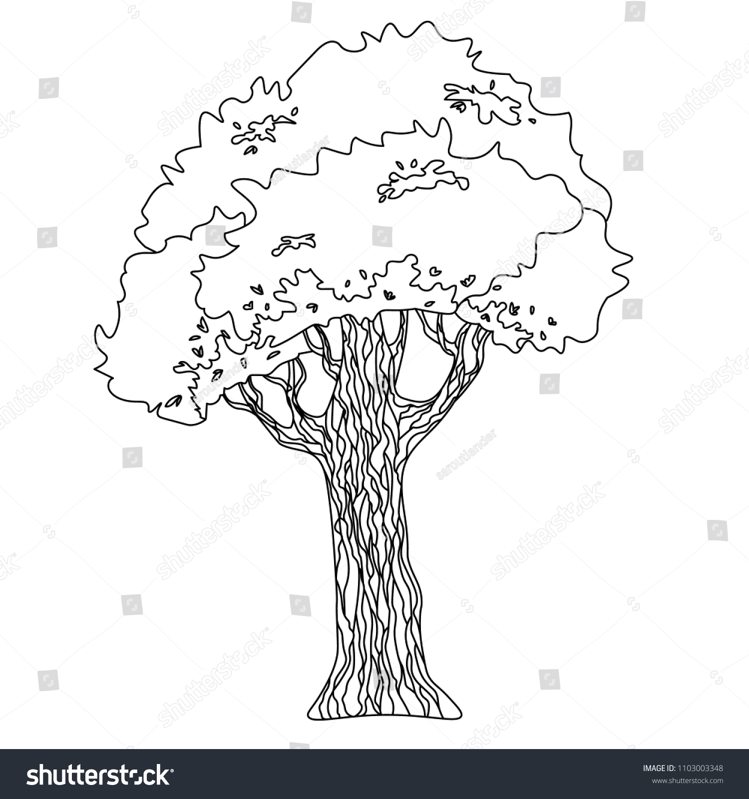 Vector Drawing Tree Crown Trunk Stock Vector (Royalty Free) 1103003348 ...