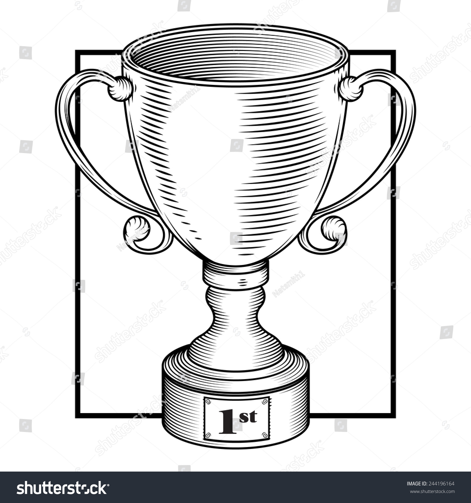 Vector Drawing Trophy Line Drawing Easy Stock Vector 244196164