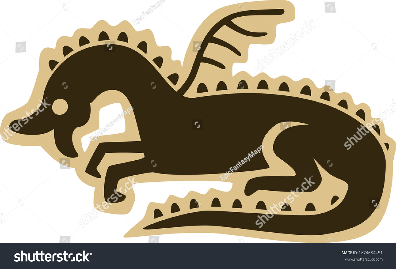 Vector Drawing Ancient Dragon Flat Colors Stock Vector Royalty Free