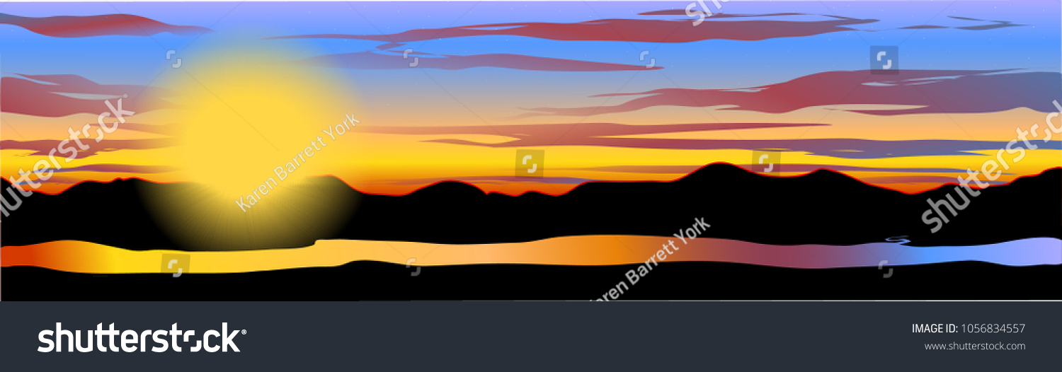 Vector Drawing Beautiful Sunrise Sunset Over Stock Vector Royalty Free
