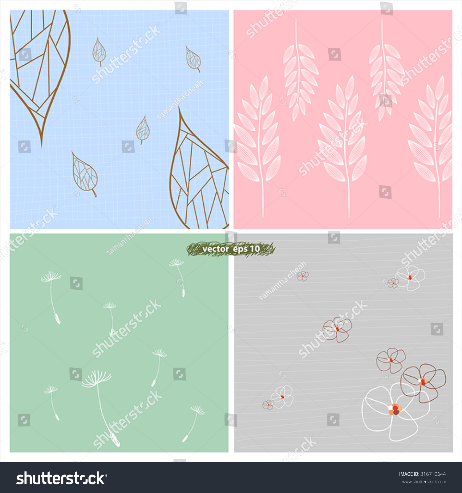 Vector Drawing Flora Set Colorful Background Stock Vector Royalty Images, Photos, Reviews