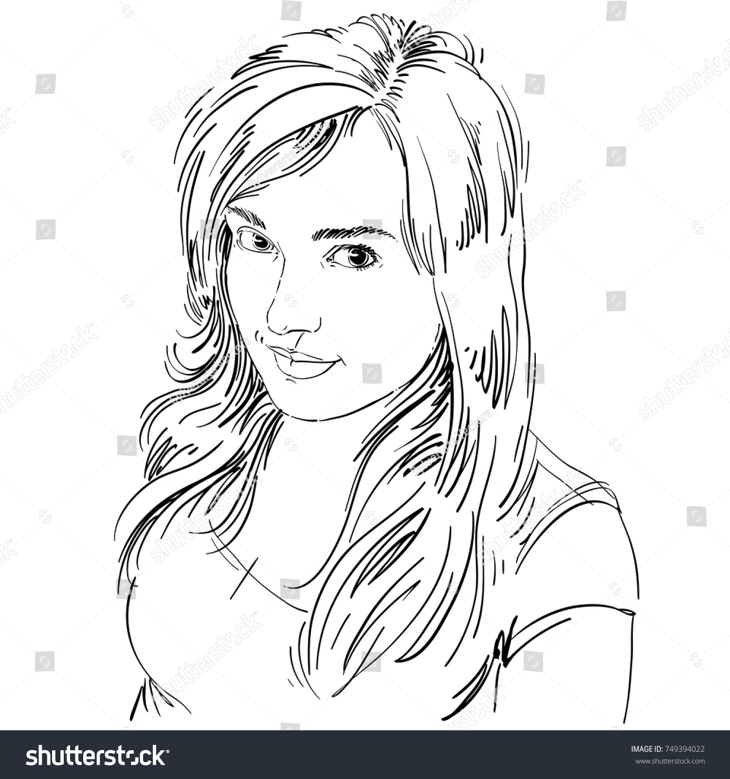 Vector Drawing Smiling Sexy Flirting Woman Stock Vector (Royalty Free ...