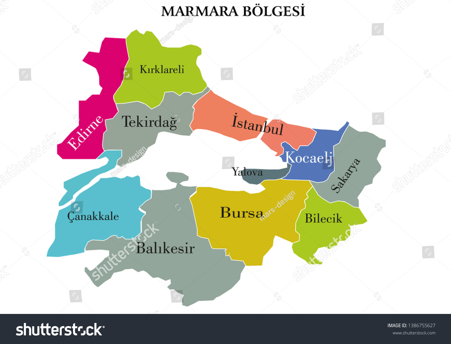 Vector Drawing Map Turkey Marmara Region Stock Vector (Royalty Free ...