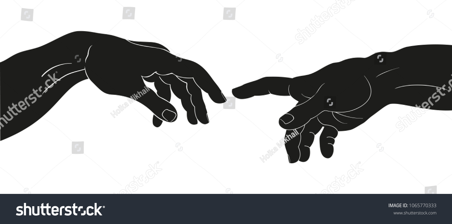 Vector Drawing Two Hands Isolated On Stock Vector Royalty Free 1065770333