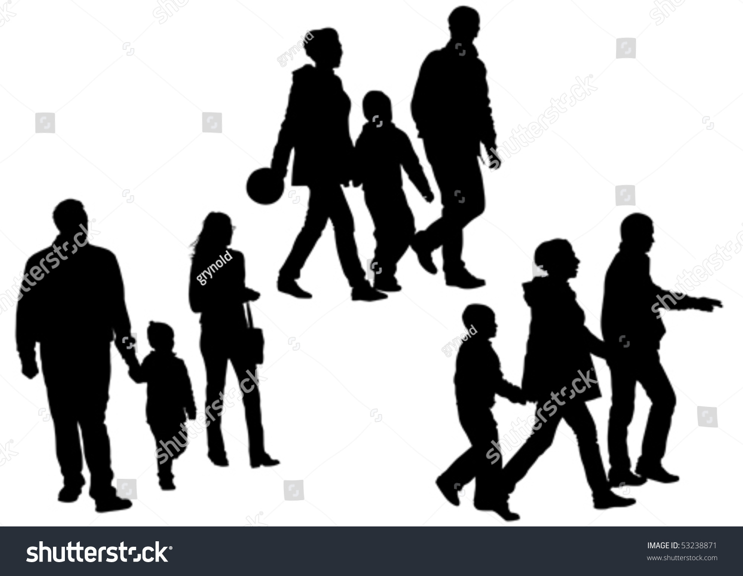 Vector Drawing Parents Children Silhouettes People Stock Vector ...