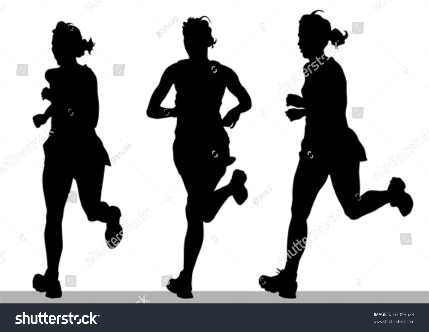 Vector Drawing Running Athletes. Silhouettes On White Background ...