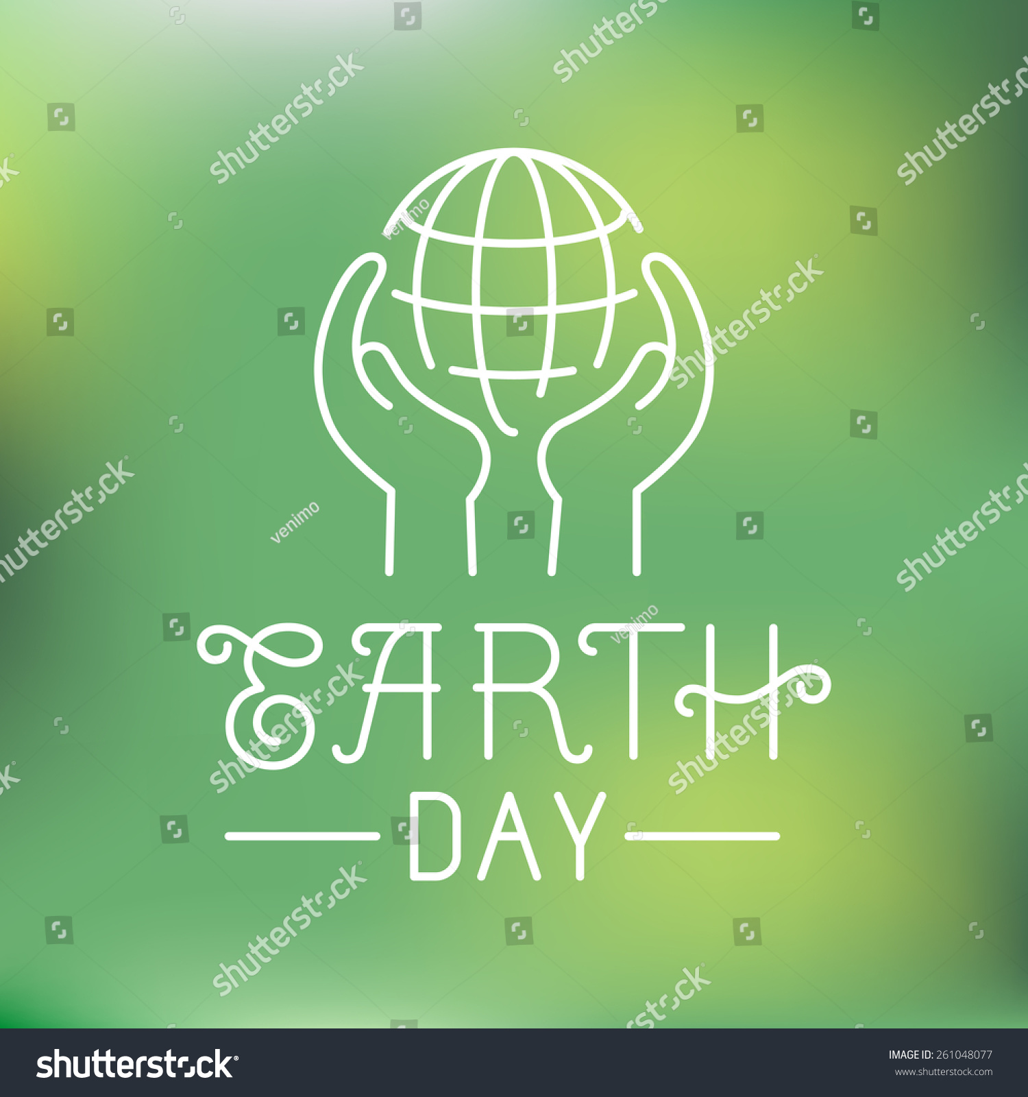 Vector Earth Day Logo Linear Style Stock Vector (Royalty Free) 261048077