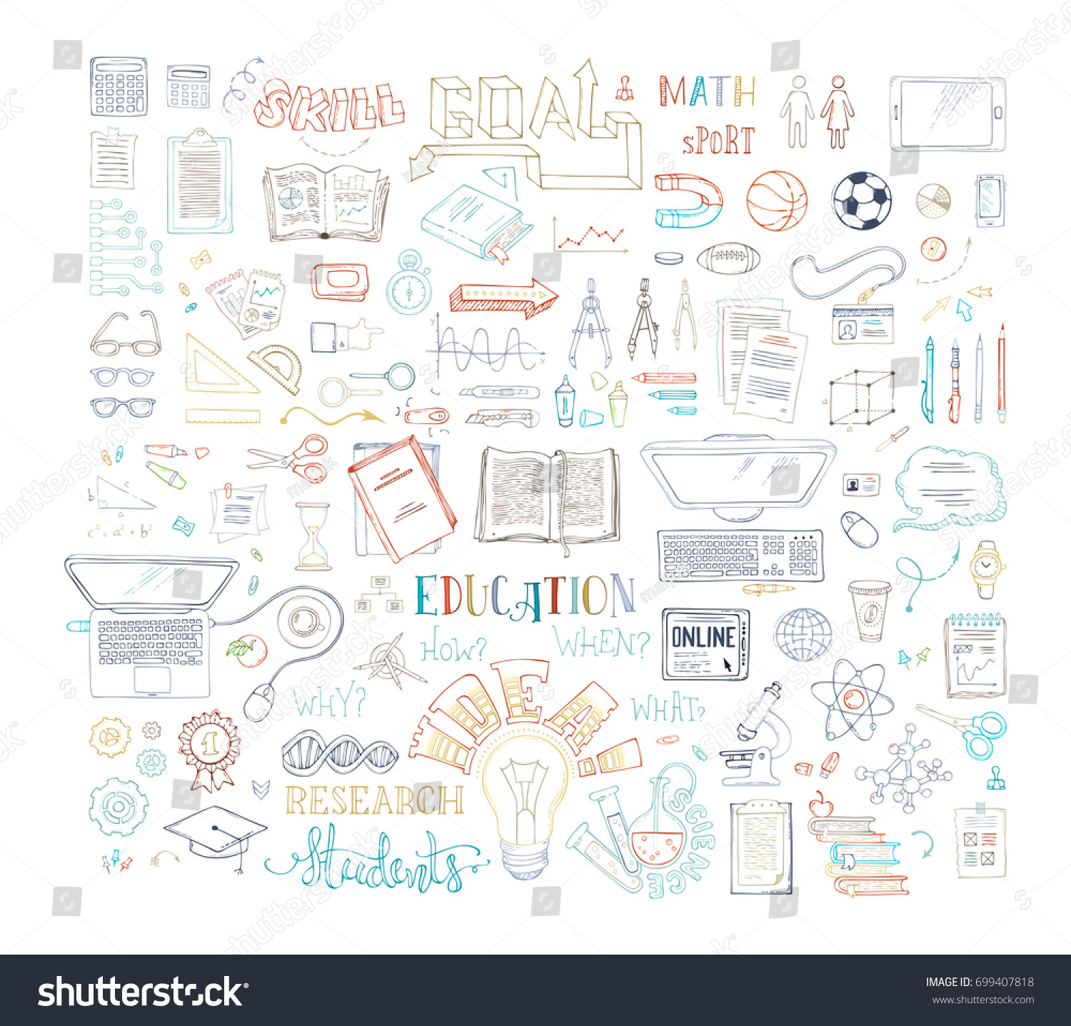 Vector Education Job Doodles Icons Science Stock Vector (Royalty Free ...