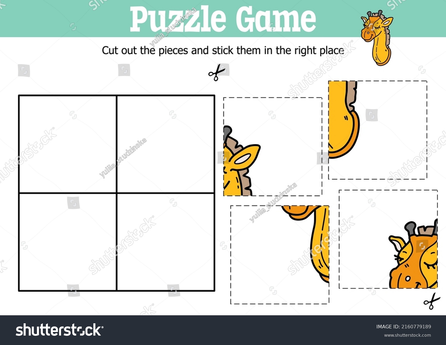 Vector Educational Kids Puzzle Game Cut Stock Vector (Royalty Free ...