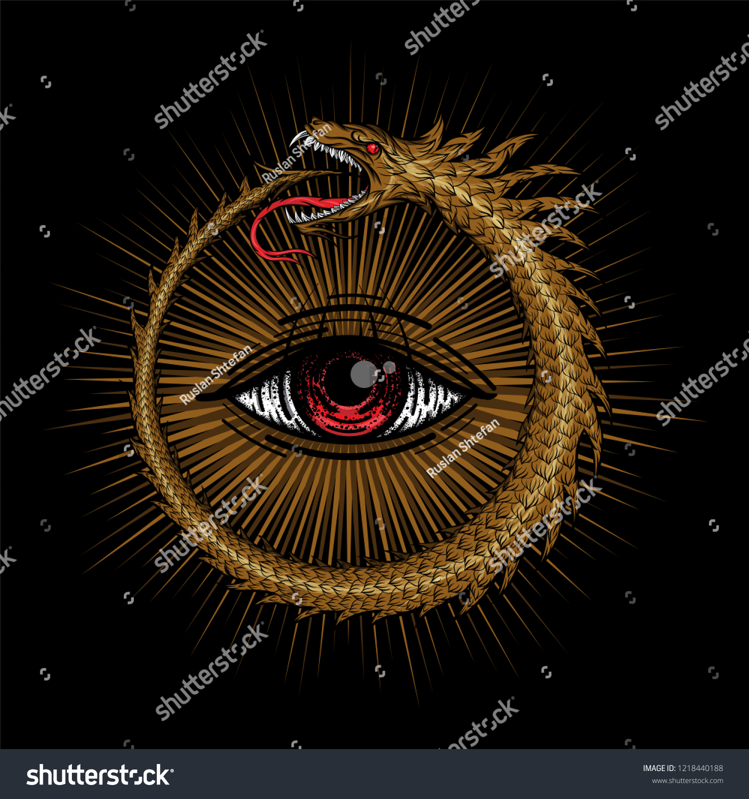 Vector Egyptian Symbol Uroboros Snake Form Stock Vector (Royalty Free ...