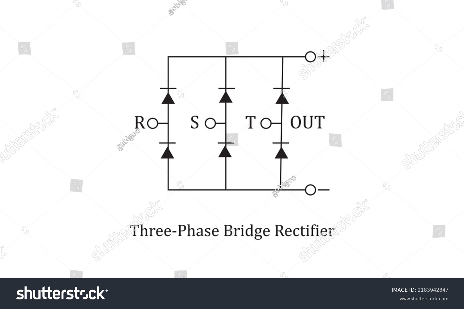 Vector Electronic Circuit Symbol Bridge Rectifier Stock Vector (Royalty