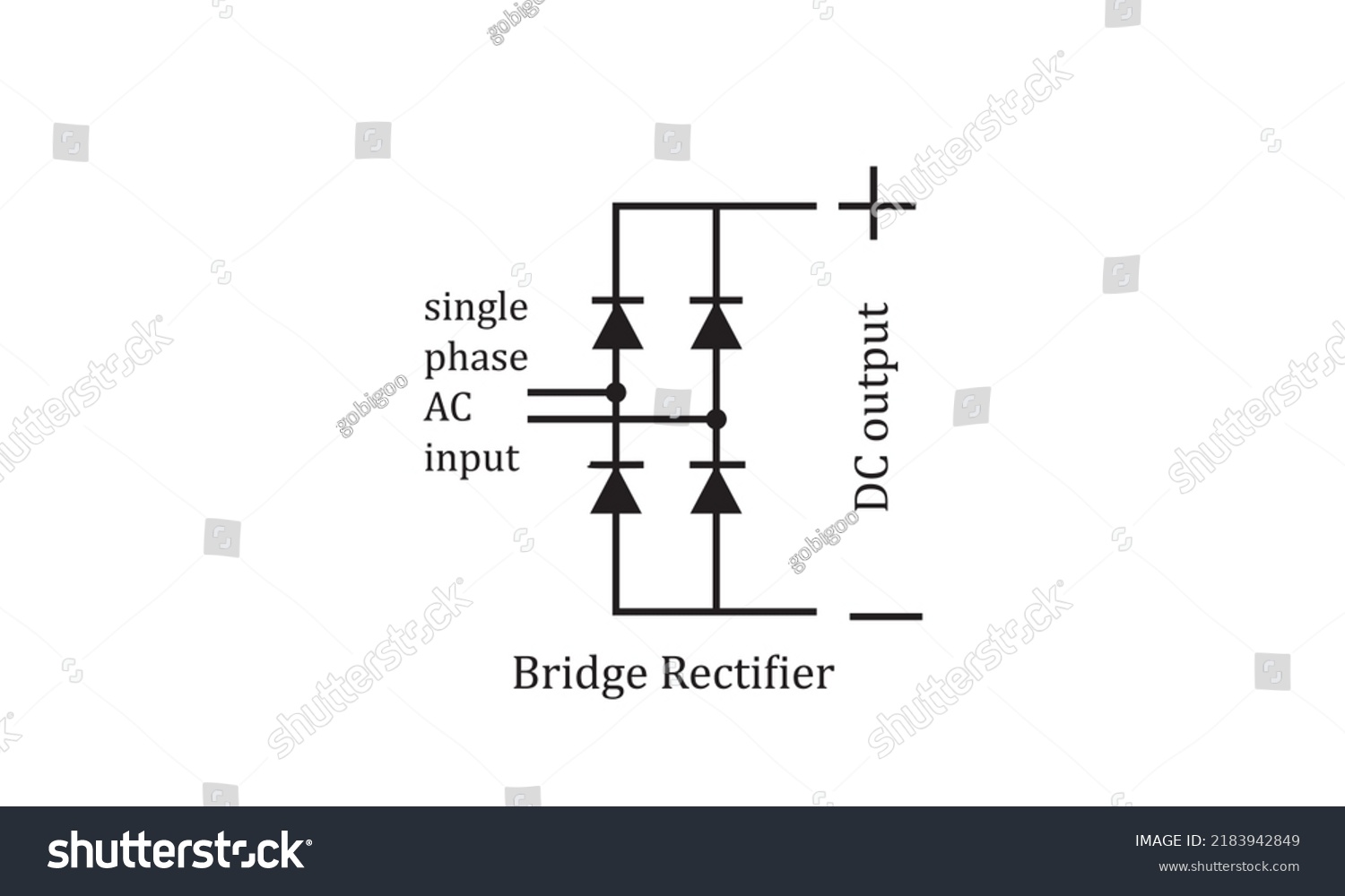 Vector Electronic Circuit Symbol Bridge Rectifier Stock Vector (Royalty