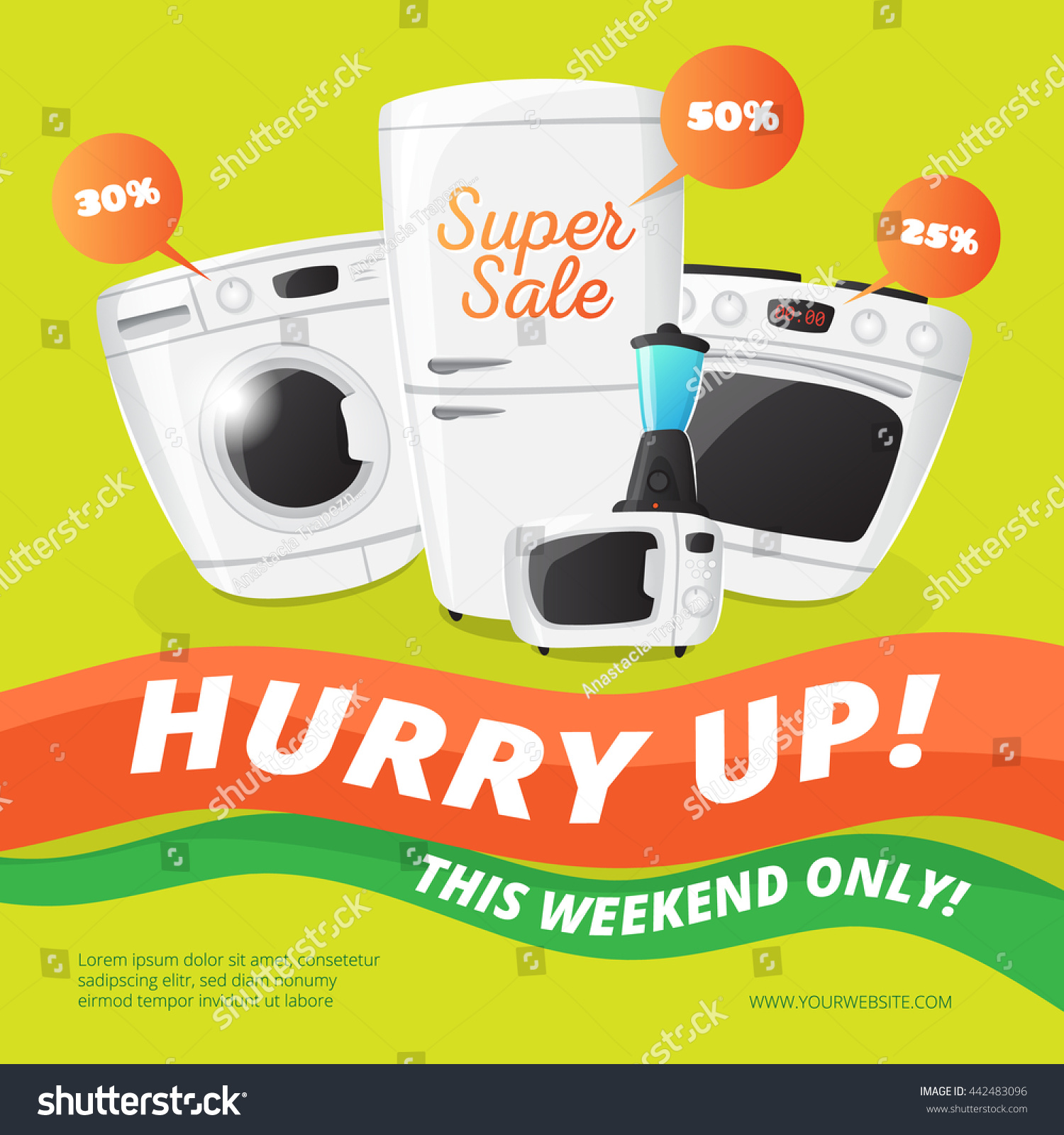 Uncategorized Kitchen Appliances Sale vector electronics discount voucher template bright stock sale banner with kitchen appliances