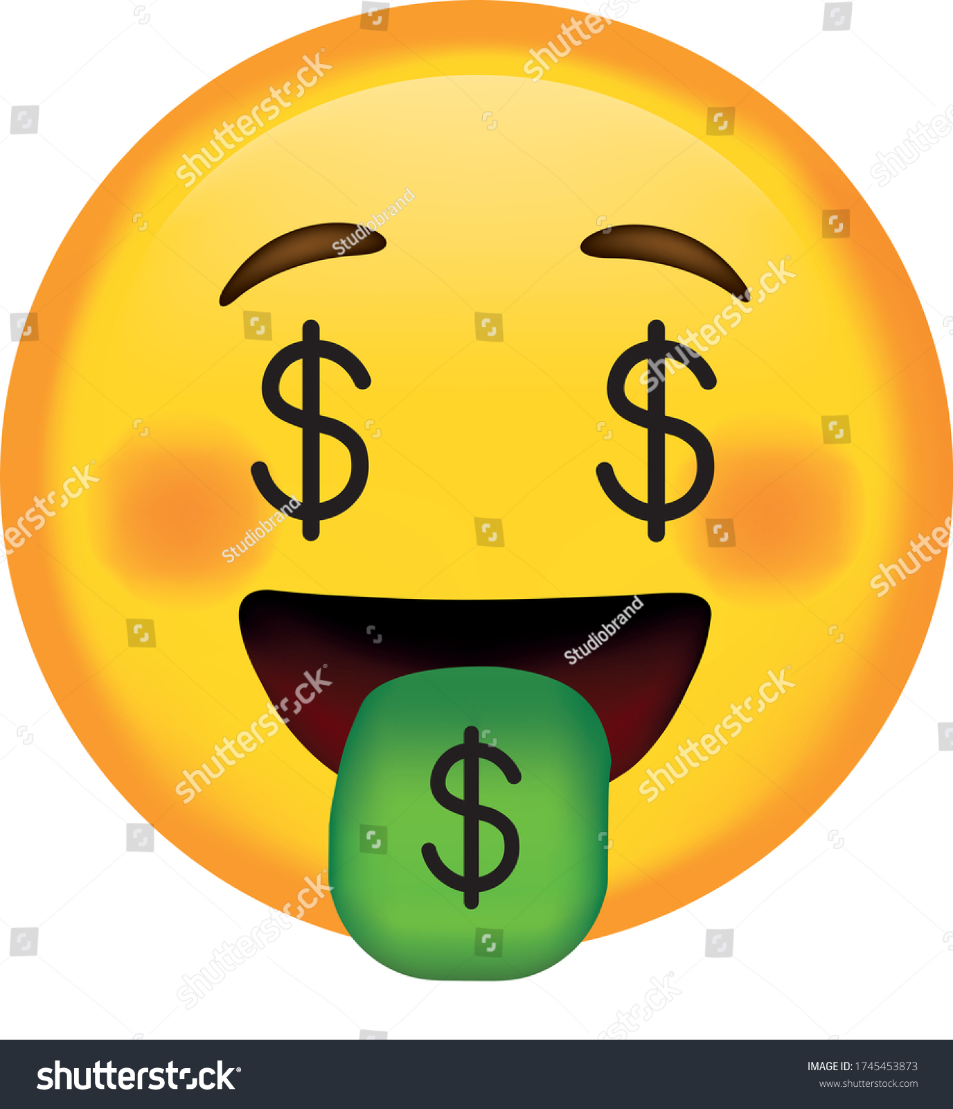SVG of Vector emoji. Smiling dollar eye face. Smiling face. Smile vector emoji. Happy emoticon. Cute emoticon isolated on white background. Money icon. svg