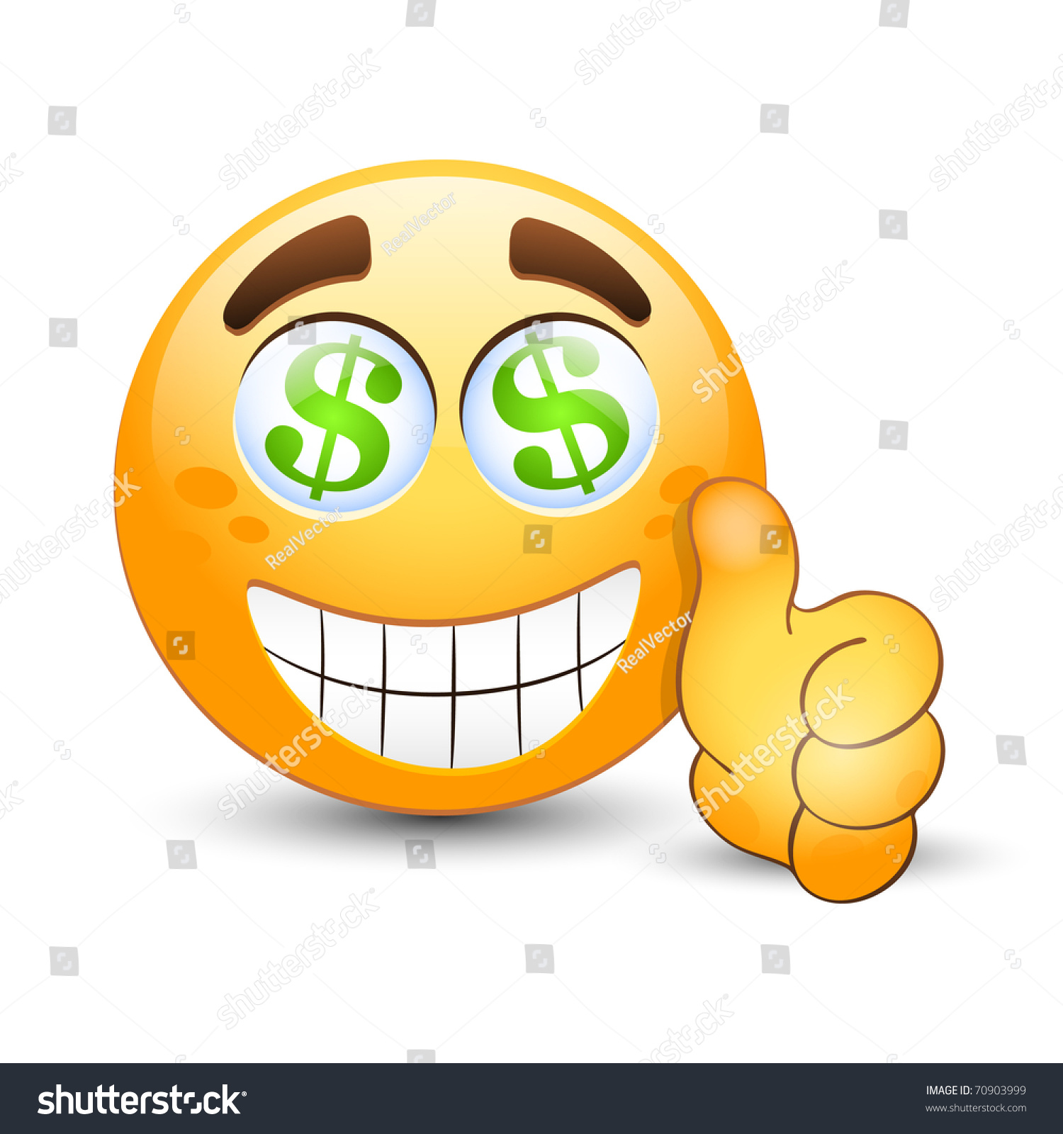 Vector Emoticon With Thumb Up And Dollar Sign In The Eyes Vector Emoticon With Thumb Up And Dollar Sign In The Eyes