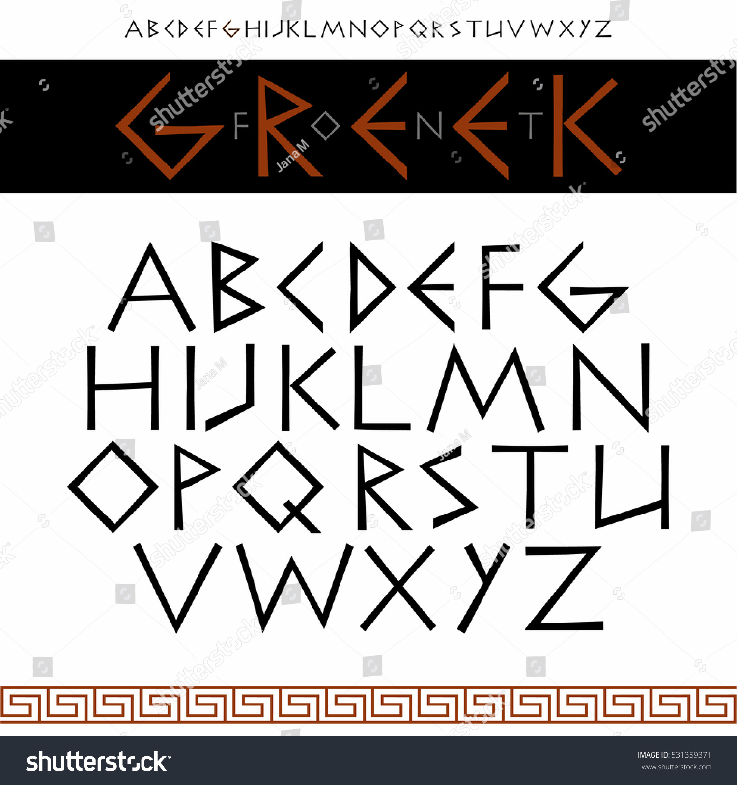 Vector English Alphabet Ancient Greek Style Stock Vector (Royalty Free ...