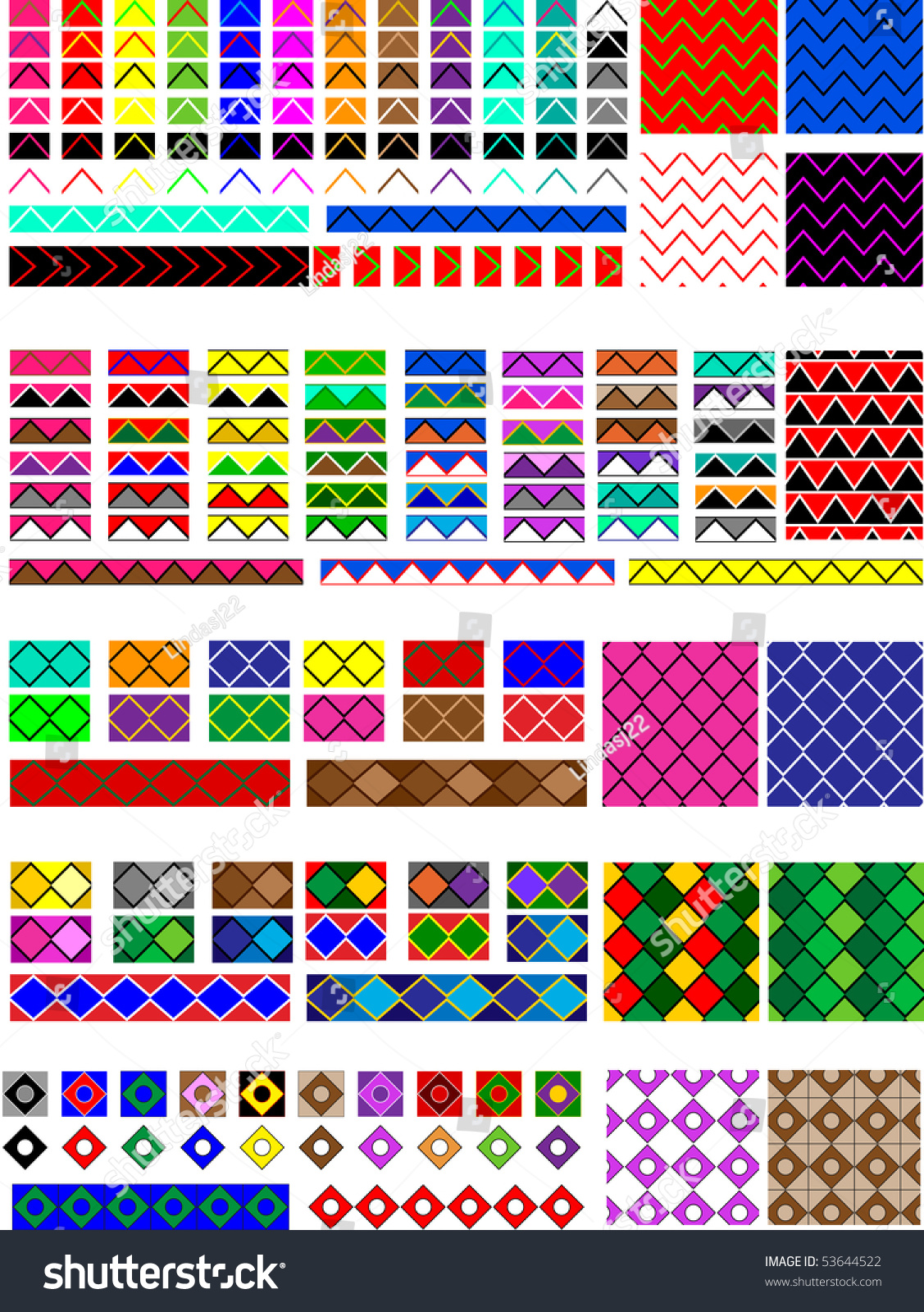 Vector Eps8. 5 Different Swatch Patterns In Multiple Colors Ready To ...