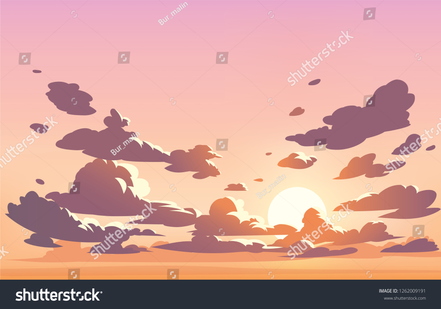 Vector Evening Sky Clouds Anime Clean Stock Vector Royalty Free