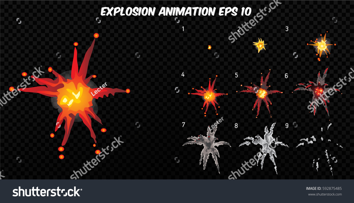 Vektor Stok Vector Explode Explode Effect Animation Smoke (Tanpa ...