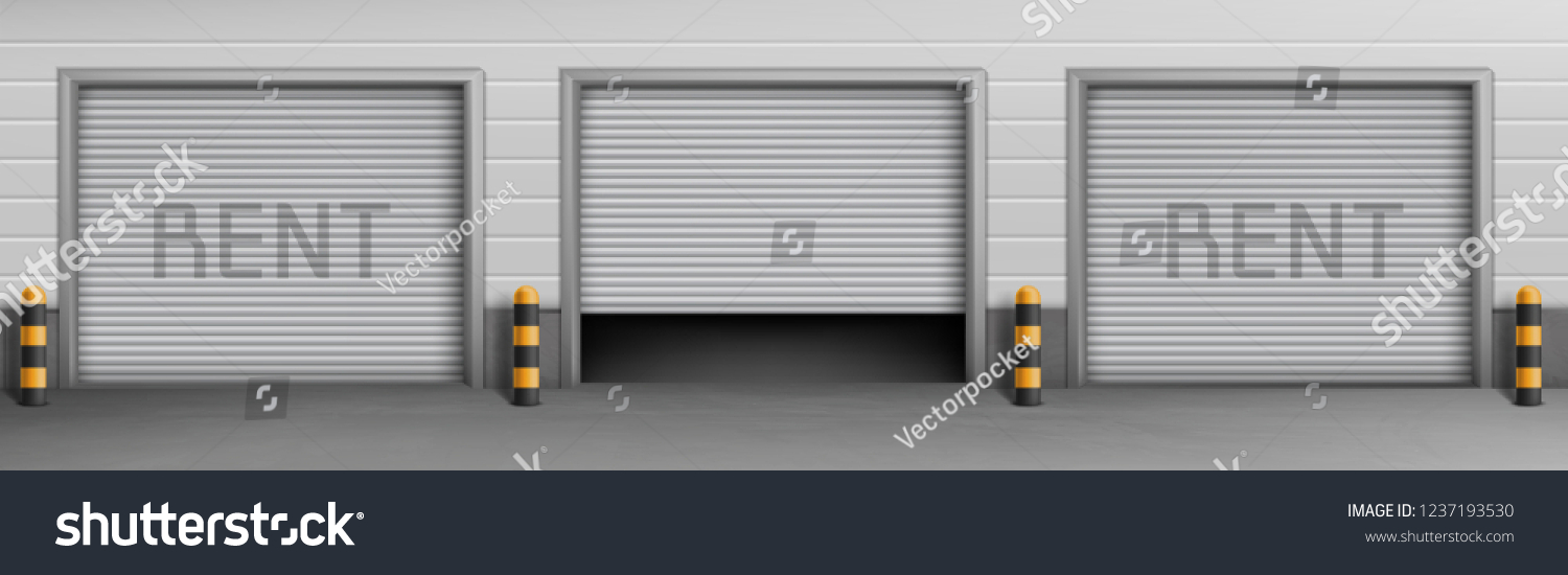 Vector Exterior Concept Background Garage Boxes Stock Vector