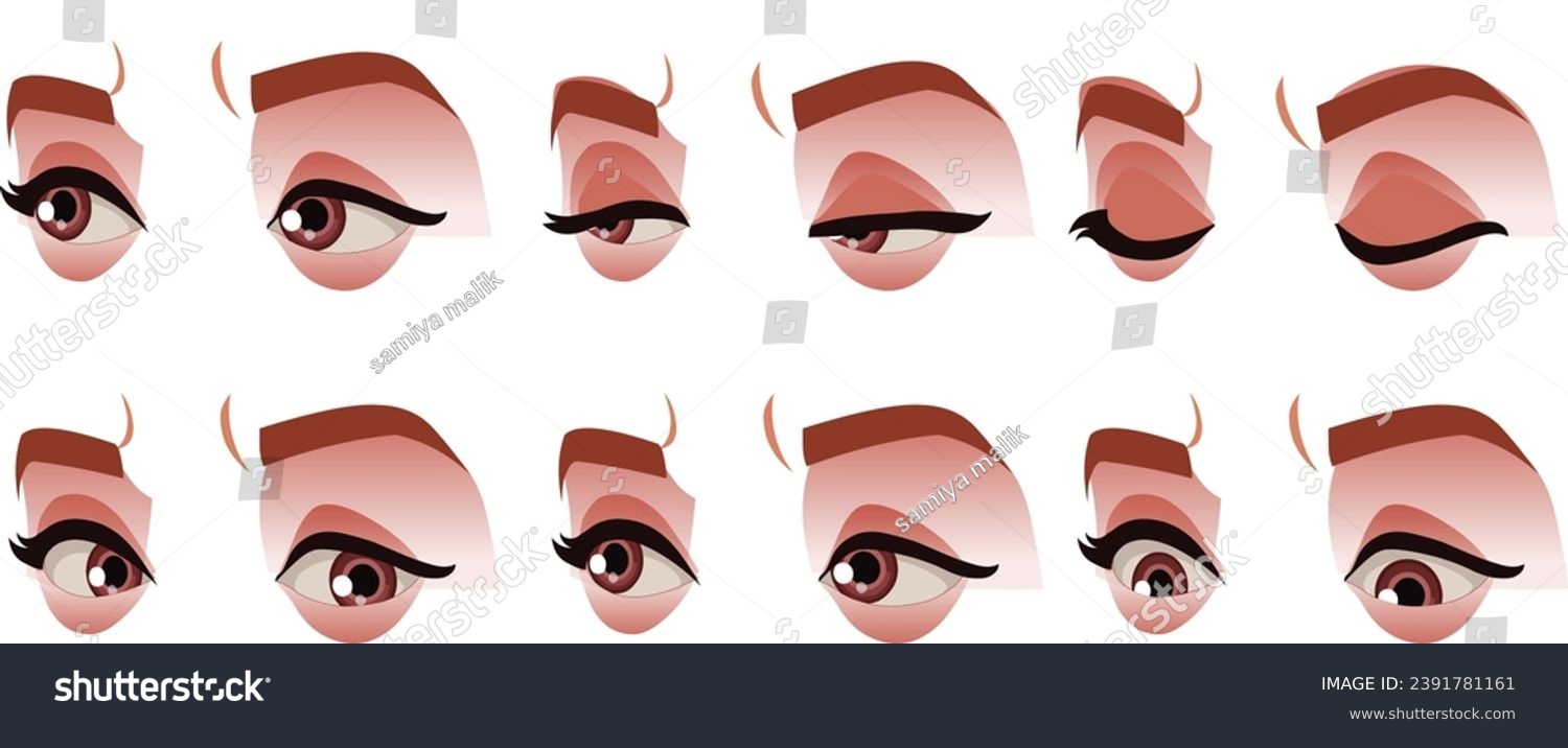 SVG of Vector eyes and eyebrows with eyes blinking beautiful eyes blinking eyes collection svg