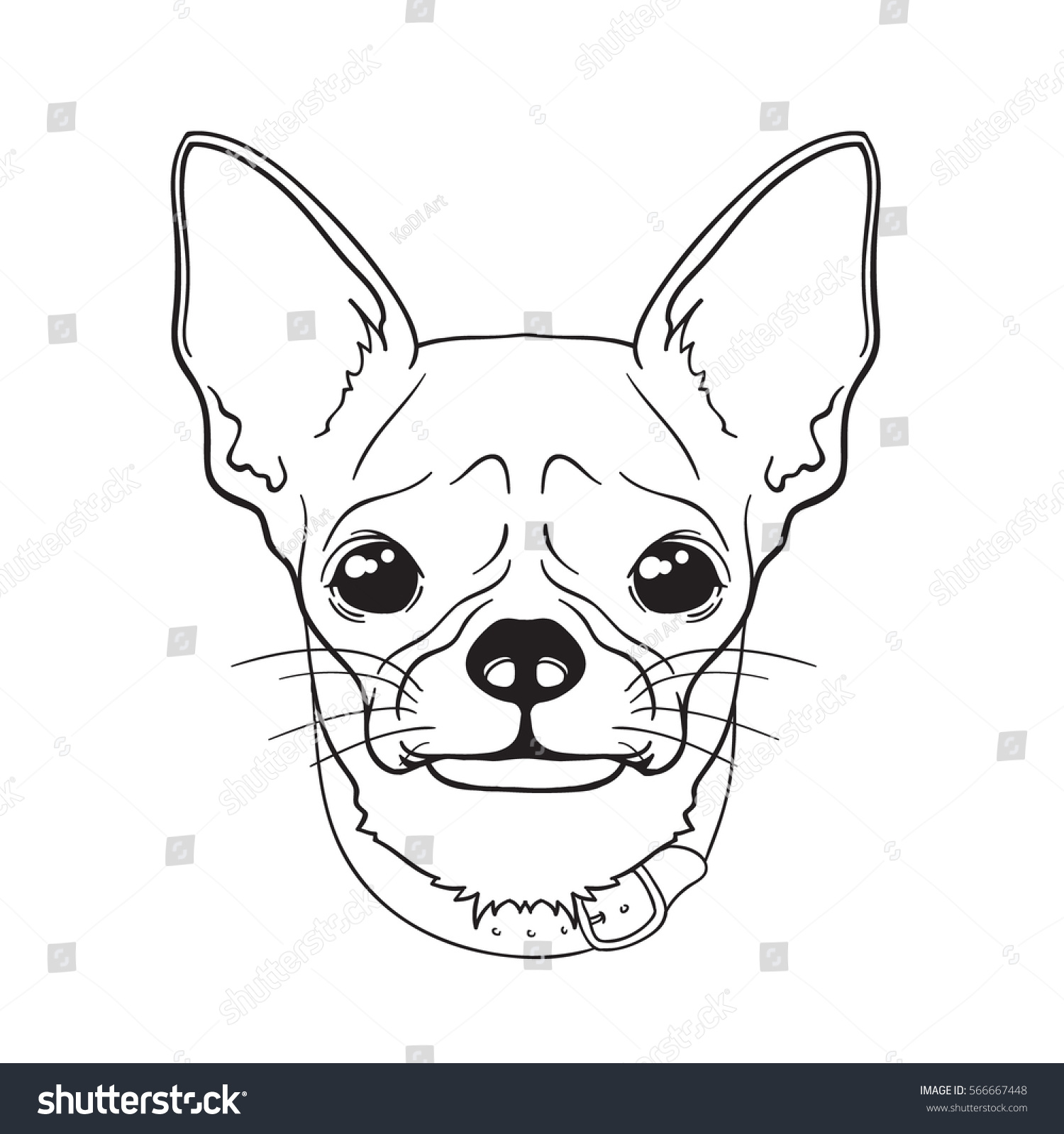 Vector Face Dog Chihuahua Line Version Stock Vector 566667448 ...