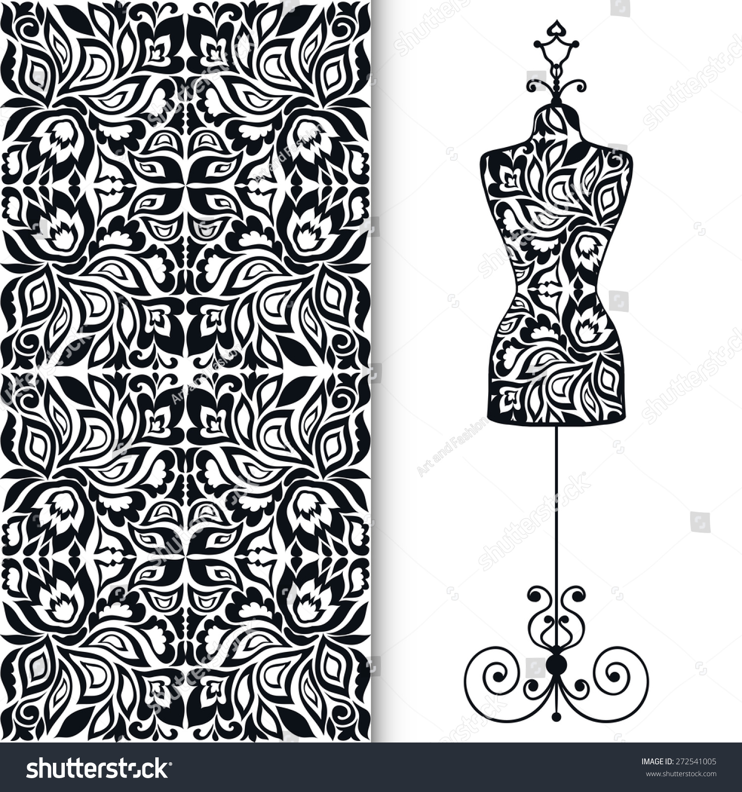 Vector Fashion Illustration, Hand Drawn Seamless Lace Geometric Pattern ...