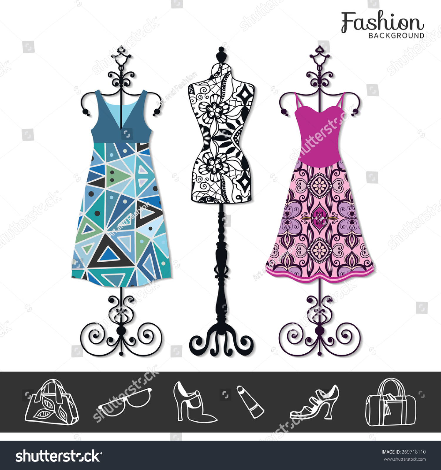 Vector Fashion Illustration Womens Dress On Stock Vector (Royalty Free ...