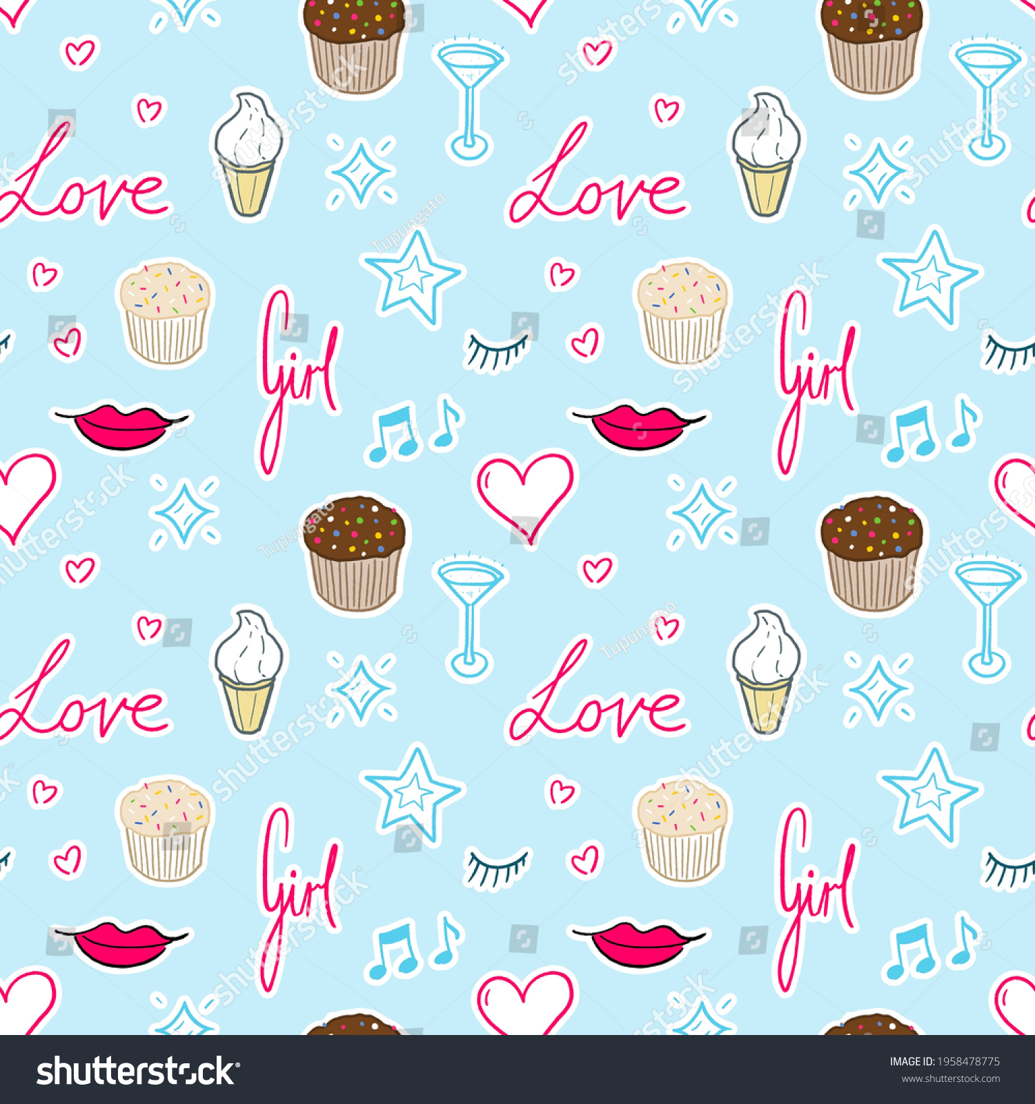 Vector Fashion Pattern Girly Seamless Texture Stock Vector (Royalty ...