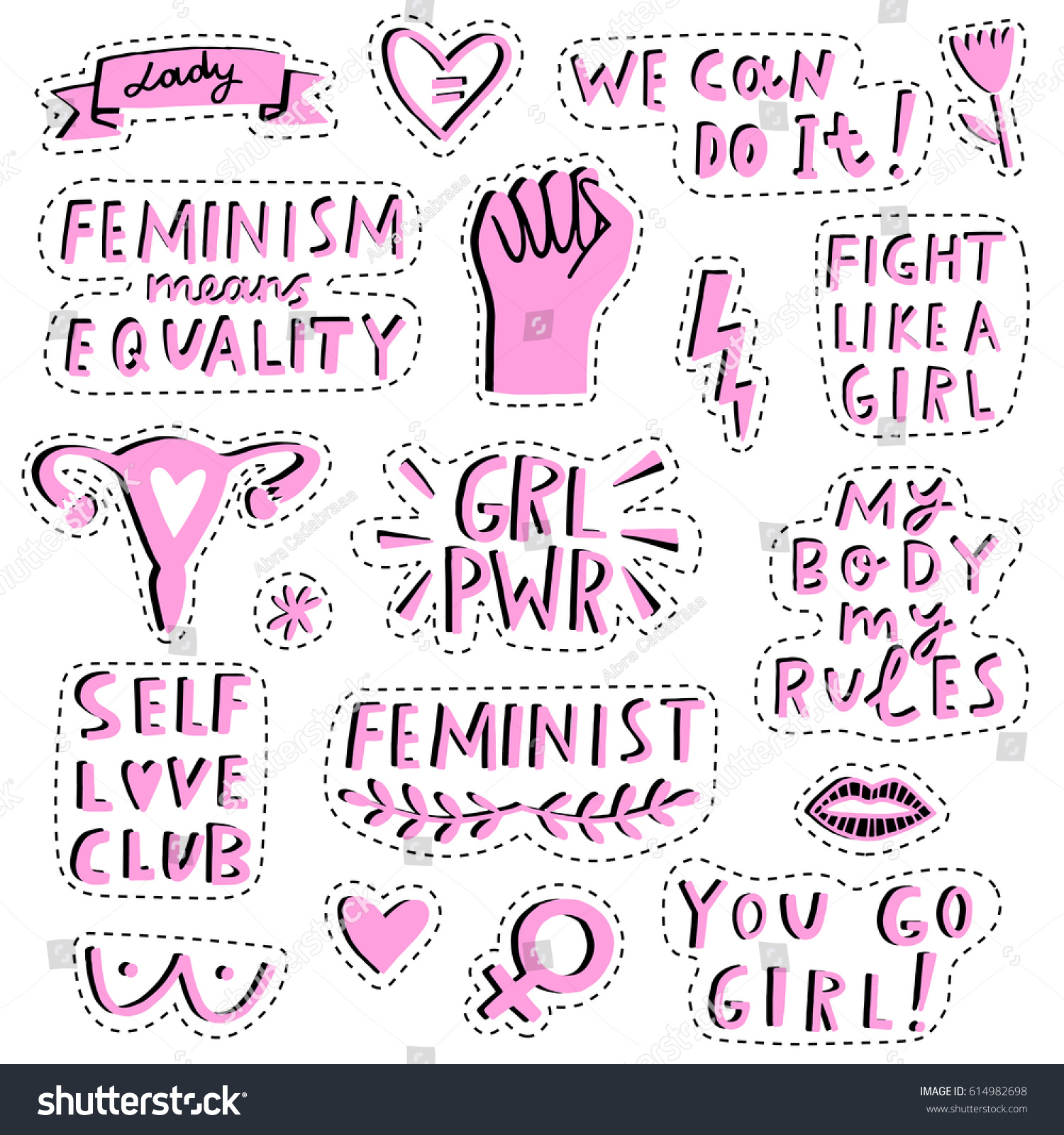 Vector Feminist Patch Sticker Set Feminism Stock Vector Royalty Free