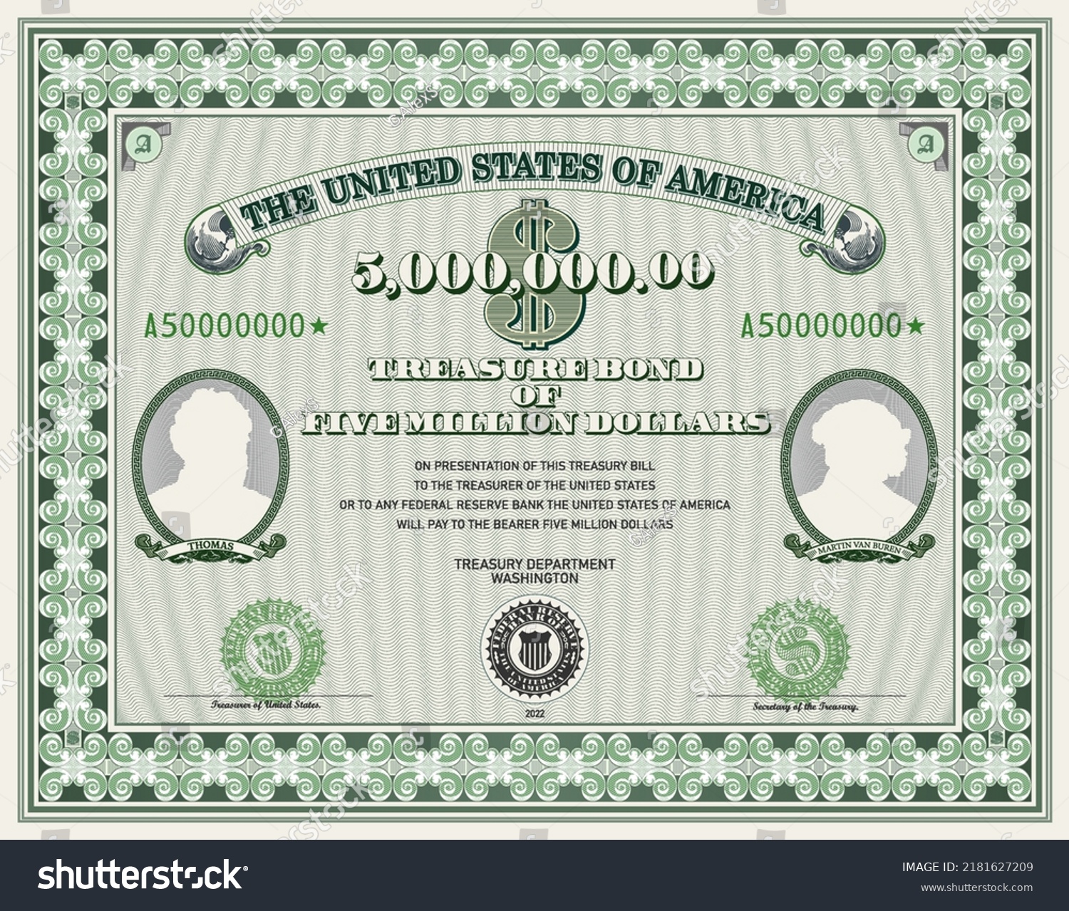 Vector Fictitious Blank Us Treasury Bonds Stock Vector (Royalty Free ...