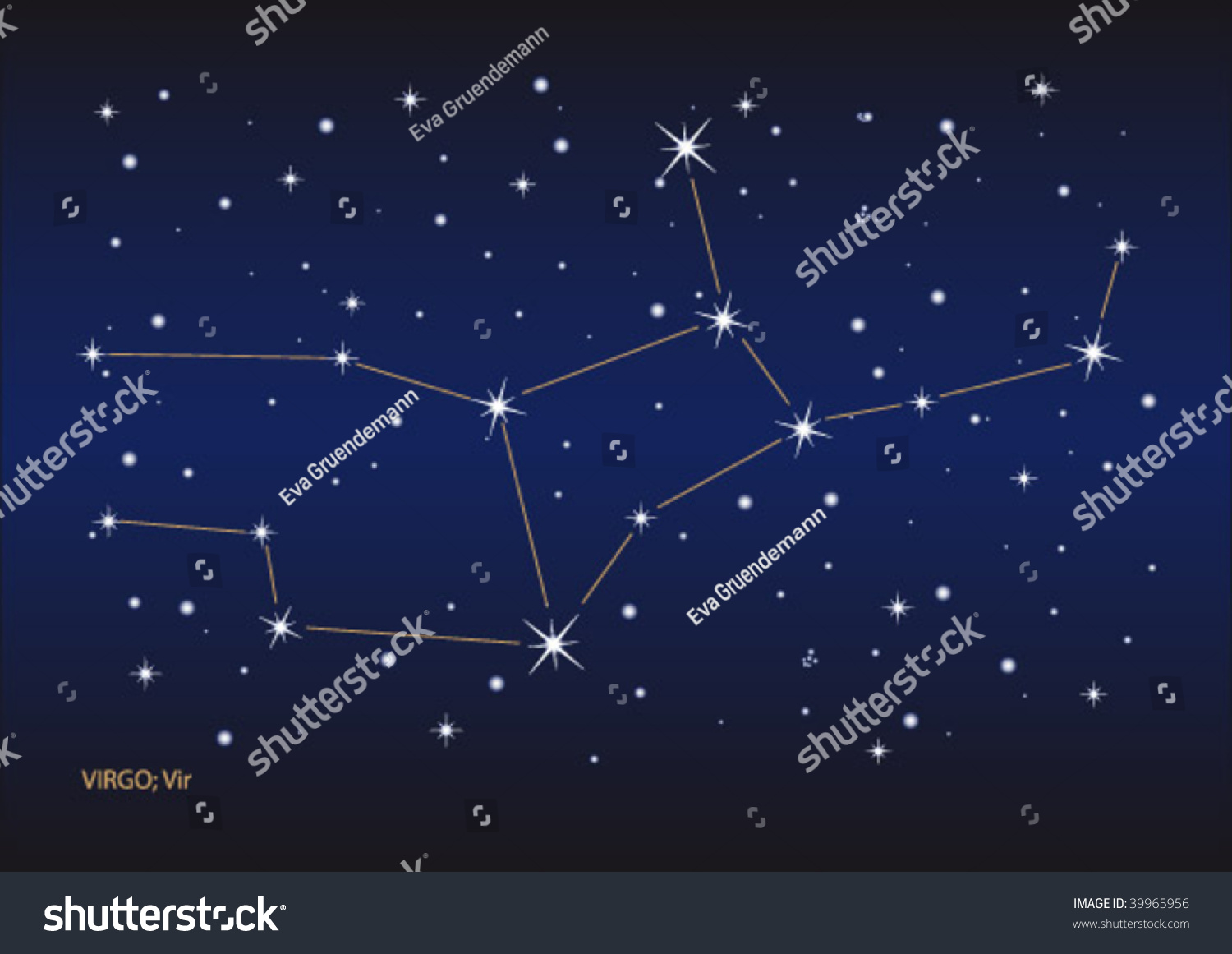 Vector File Virgo Stars Constellation Size Stock Vector 39965956 ...