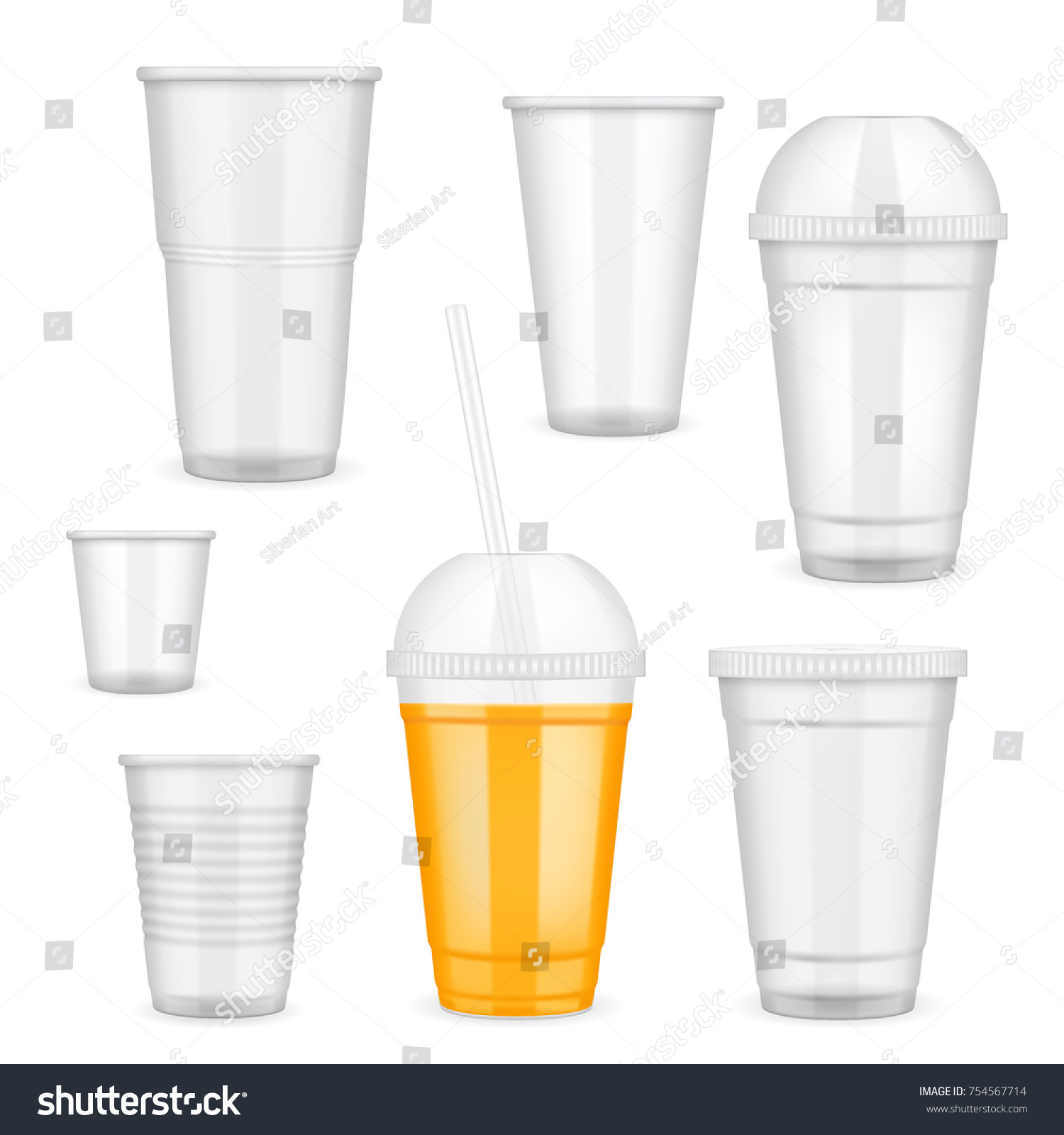 SVG of Vector filled and empty transparent disposable plastic cup set. Container for cold, hot drink realistic templates. svg