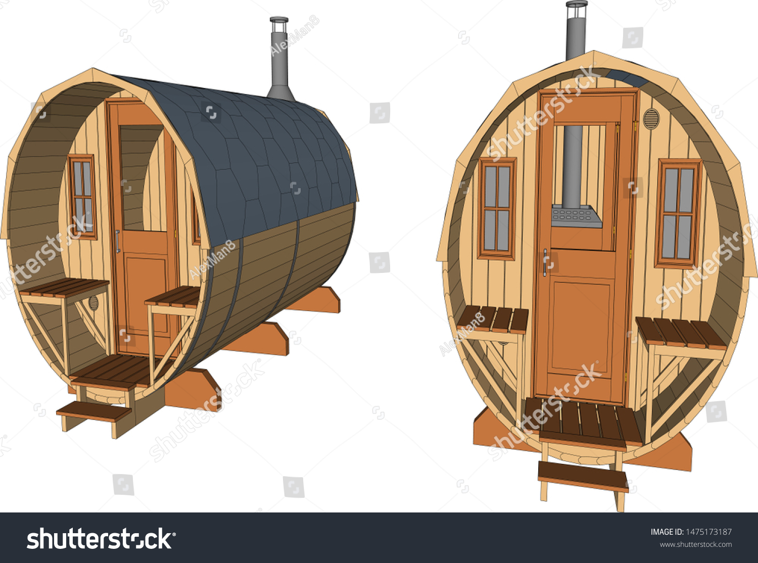 Vector Finnish Sauna Barrel Made Lebanese Stock Vector Royalty