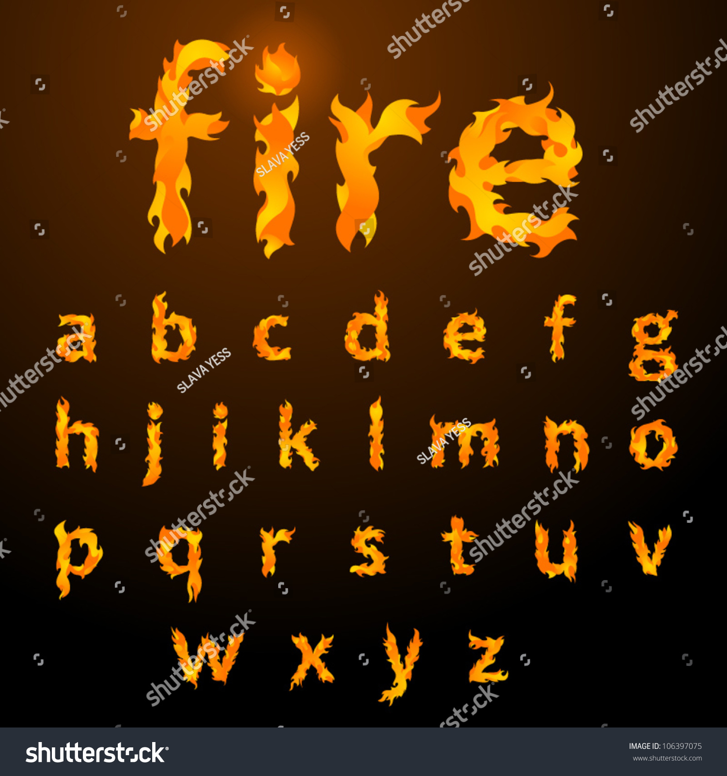 Vector Fire Flame Font Small Letters - 106397075 : Shutterstock