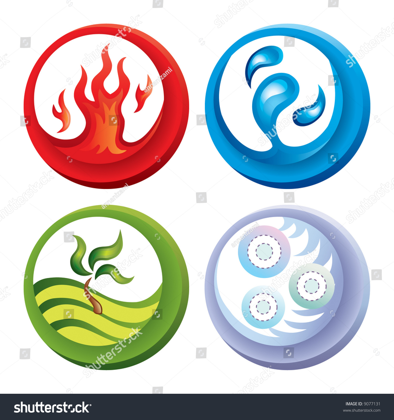 Vector Fire, Water, Soil And Air Icons - 9077131 : Shutterstock