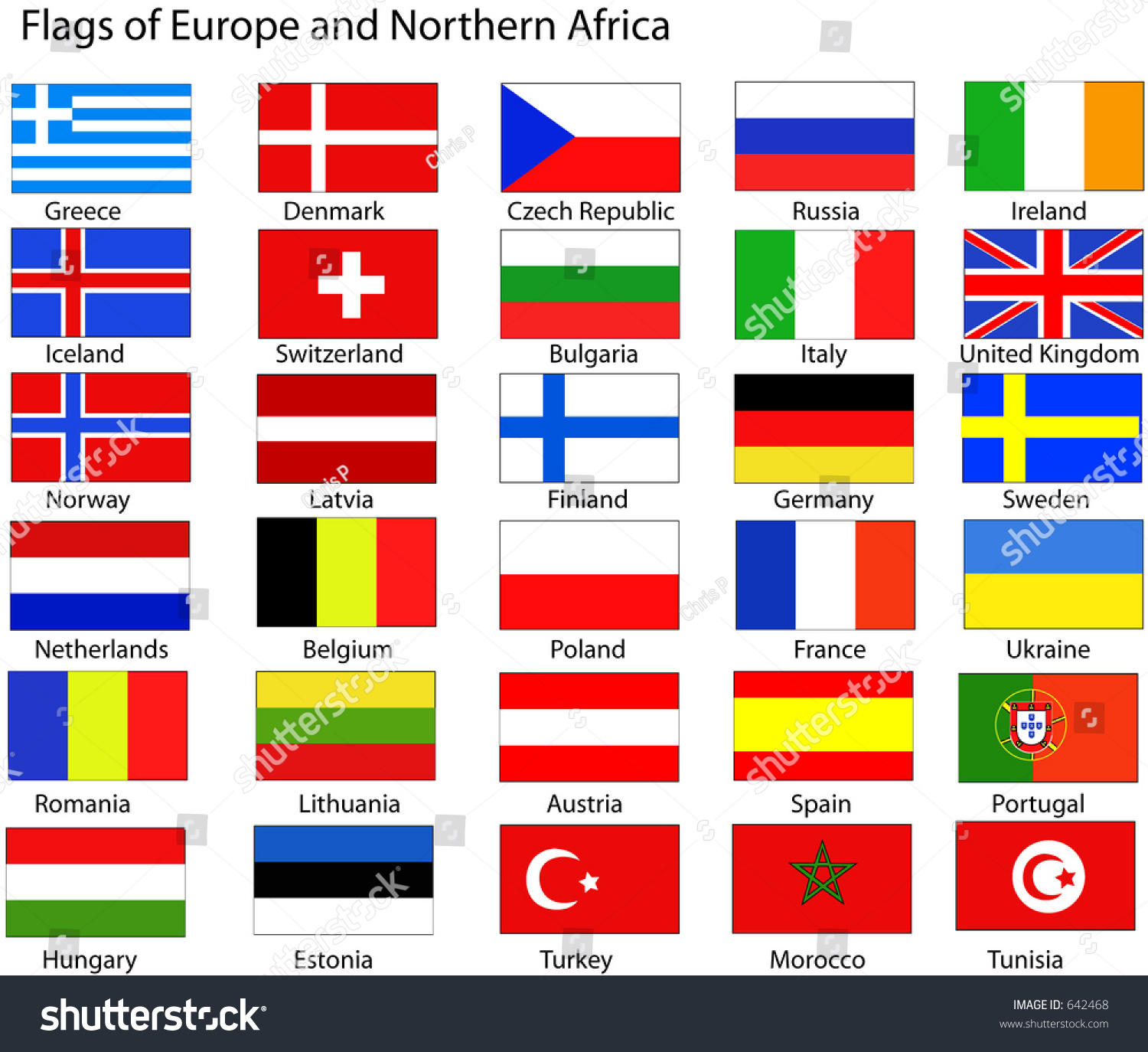 Vector Flags Europe Northern Africa Stock Vector 642468 - Shutterstock