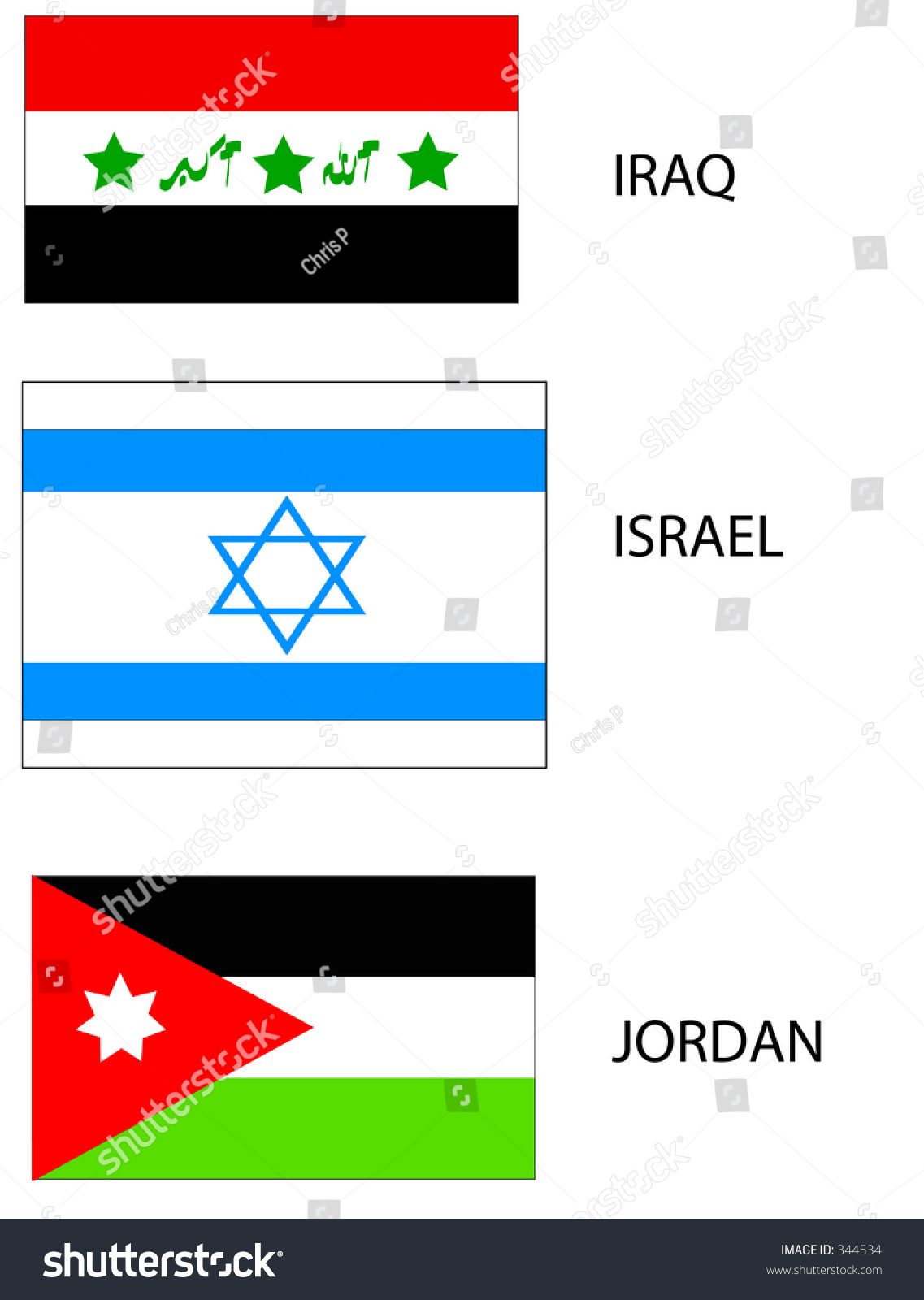 Vector Flags Middle East Israel Jordan Stock Vector 344534 - Shutterstock