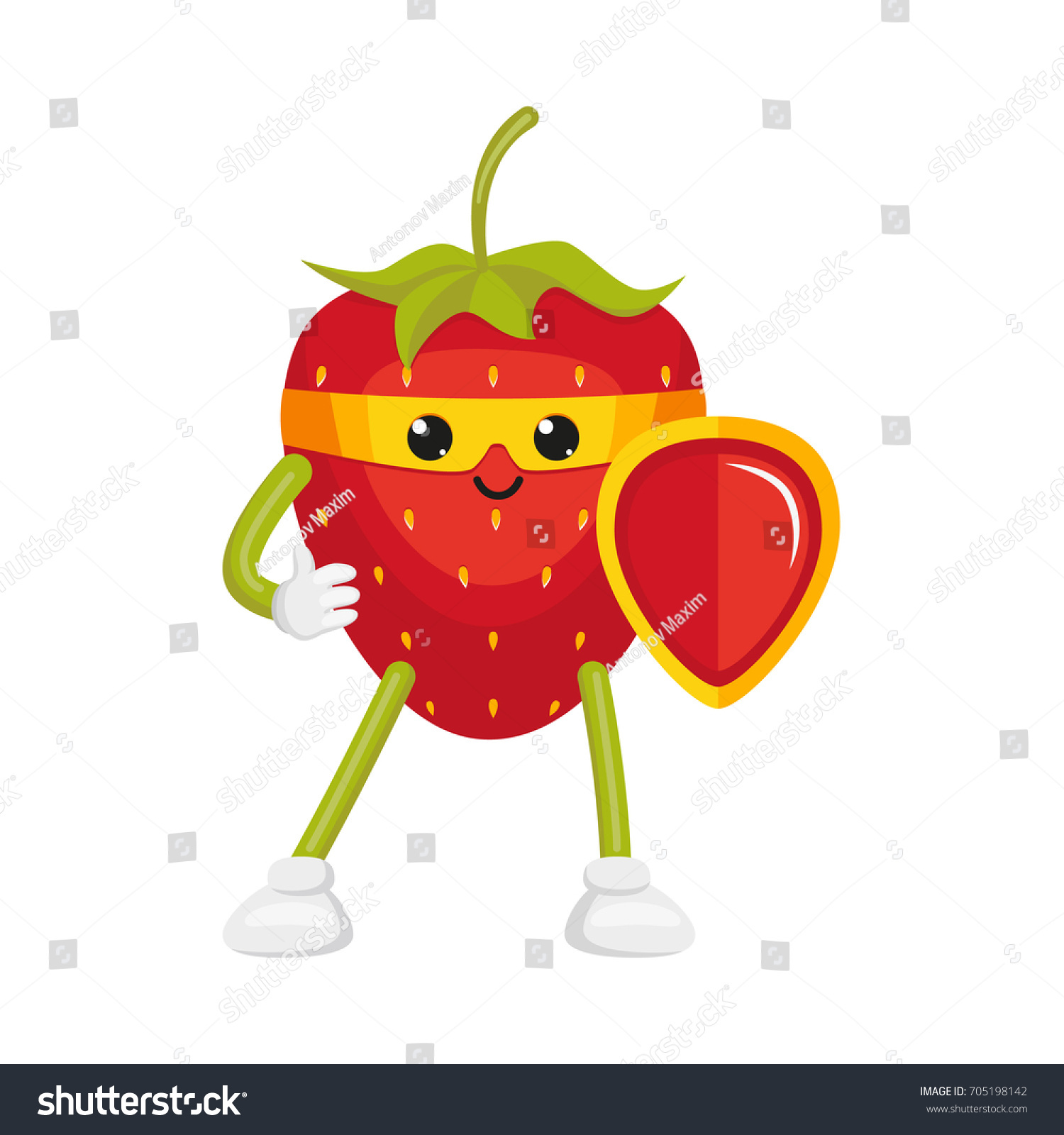 Download Vector Flat Cartoon Strawberry Character Yellow Stock Vector Royalty Free 705198142 PSD Mockup Templates