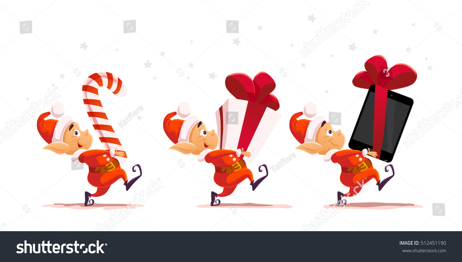 Vector Flat Christmas Santa Claus Elf Stock Vector 