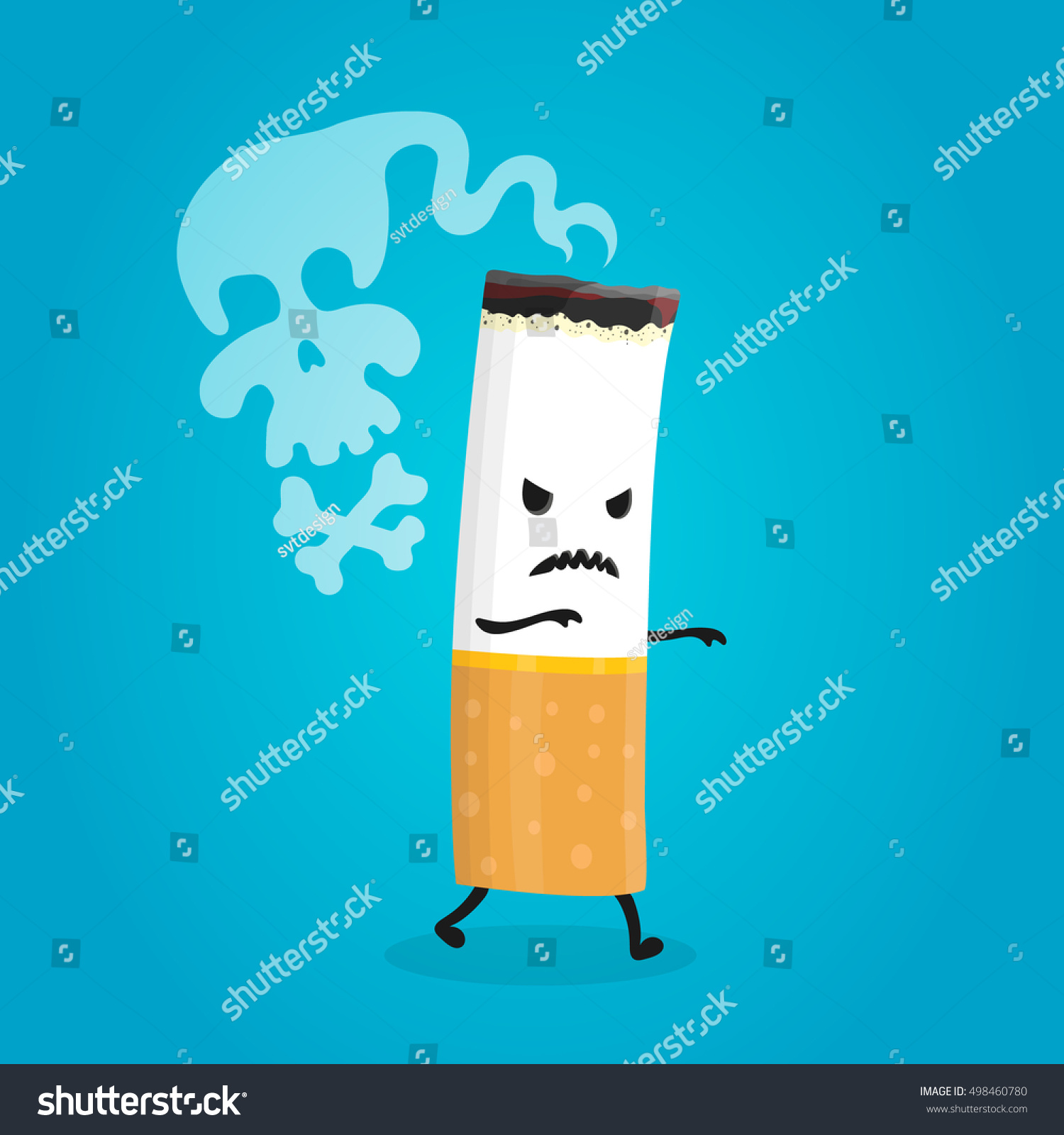 Vector Flat Design Cartoon Cigarette Character Stock Vector 498460780 ...